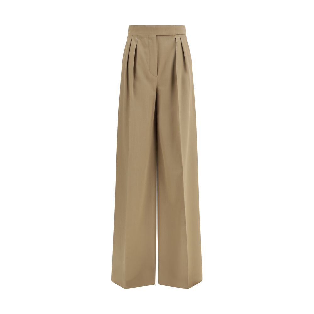 Beige Fleece Wool Casual Pants
