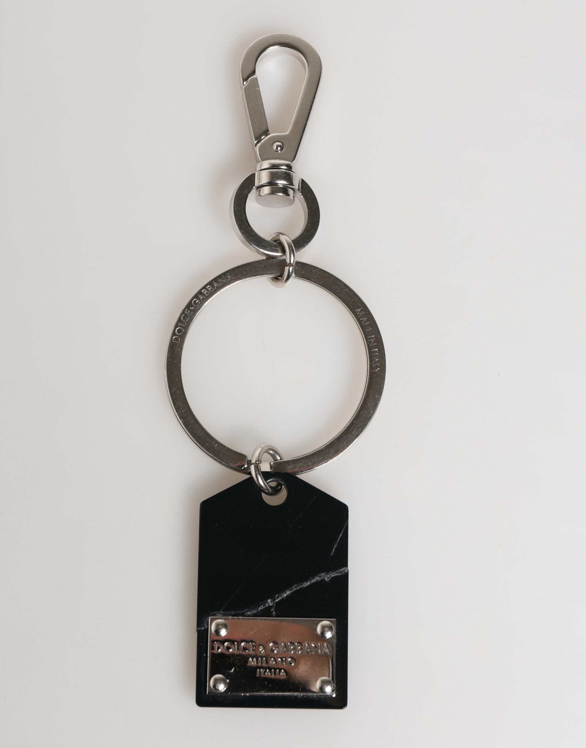 Black Silver Brass LogoPlaque Metal Ring Keyring  Keychain