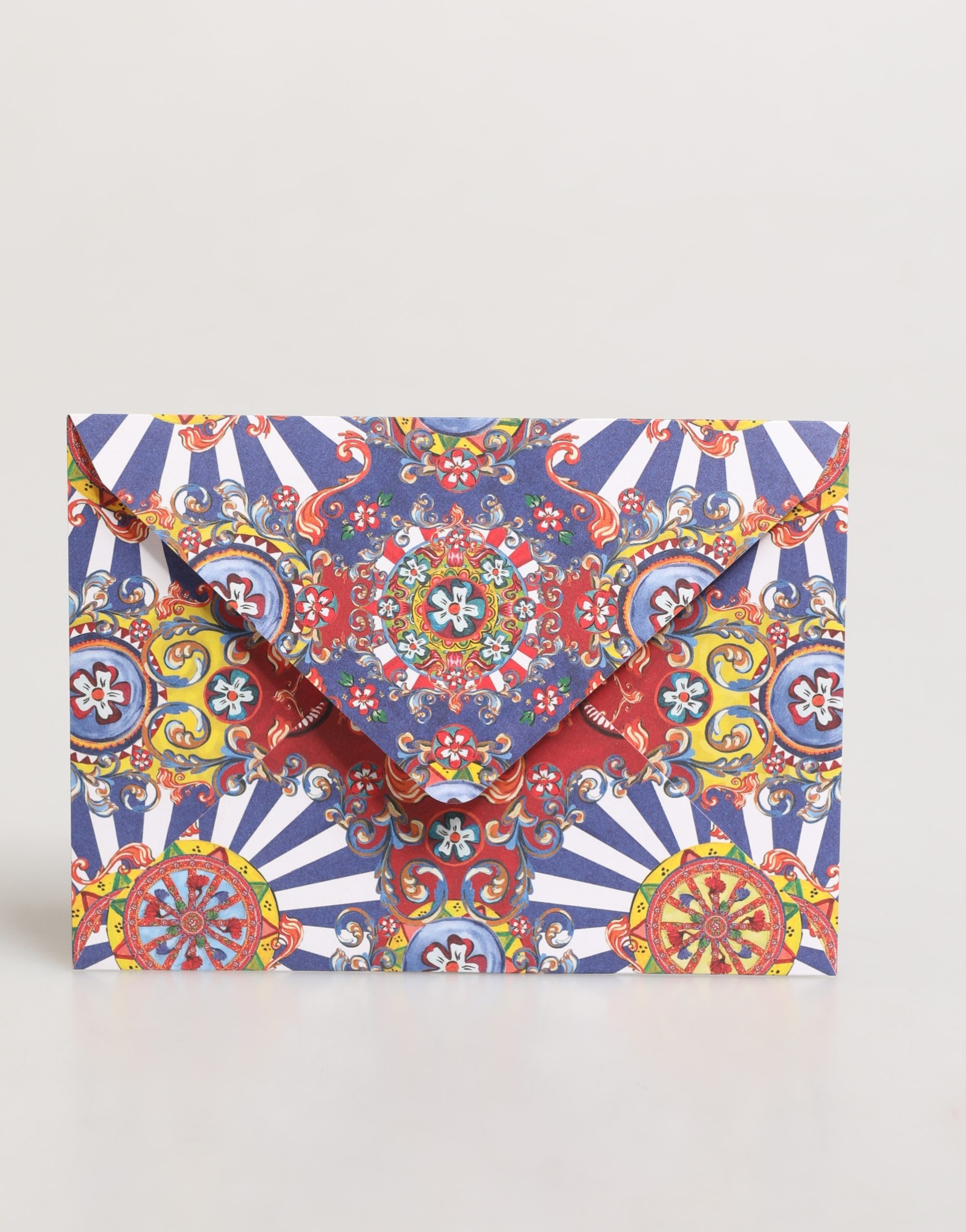 Dolce & Gabbana Multicolor Carretto Siciliano Envelope Post Card Women's Holder