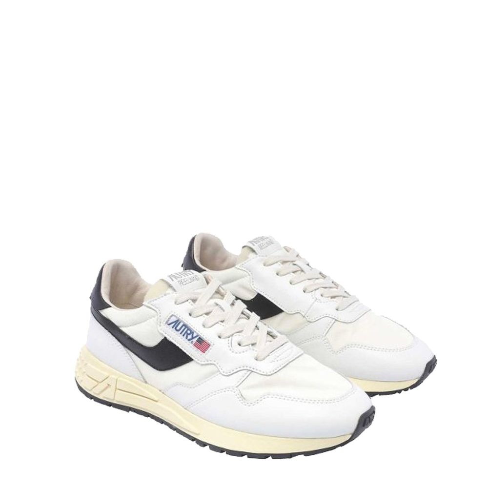 White Leather Low Top Sneakers - Thumbnail 2