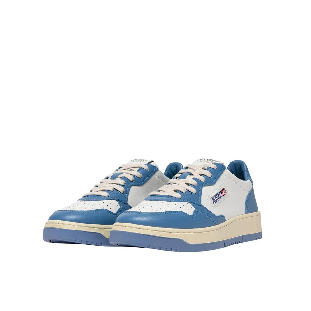 Blue Leather Low Top Sneakers - Thumbnail 2