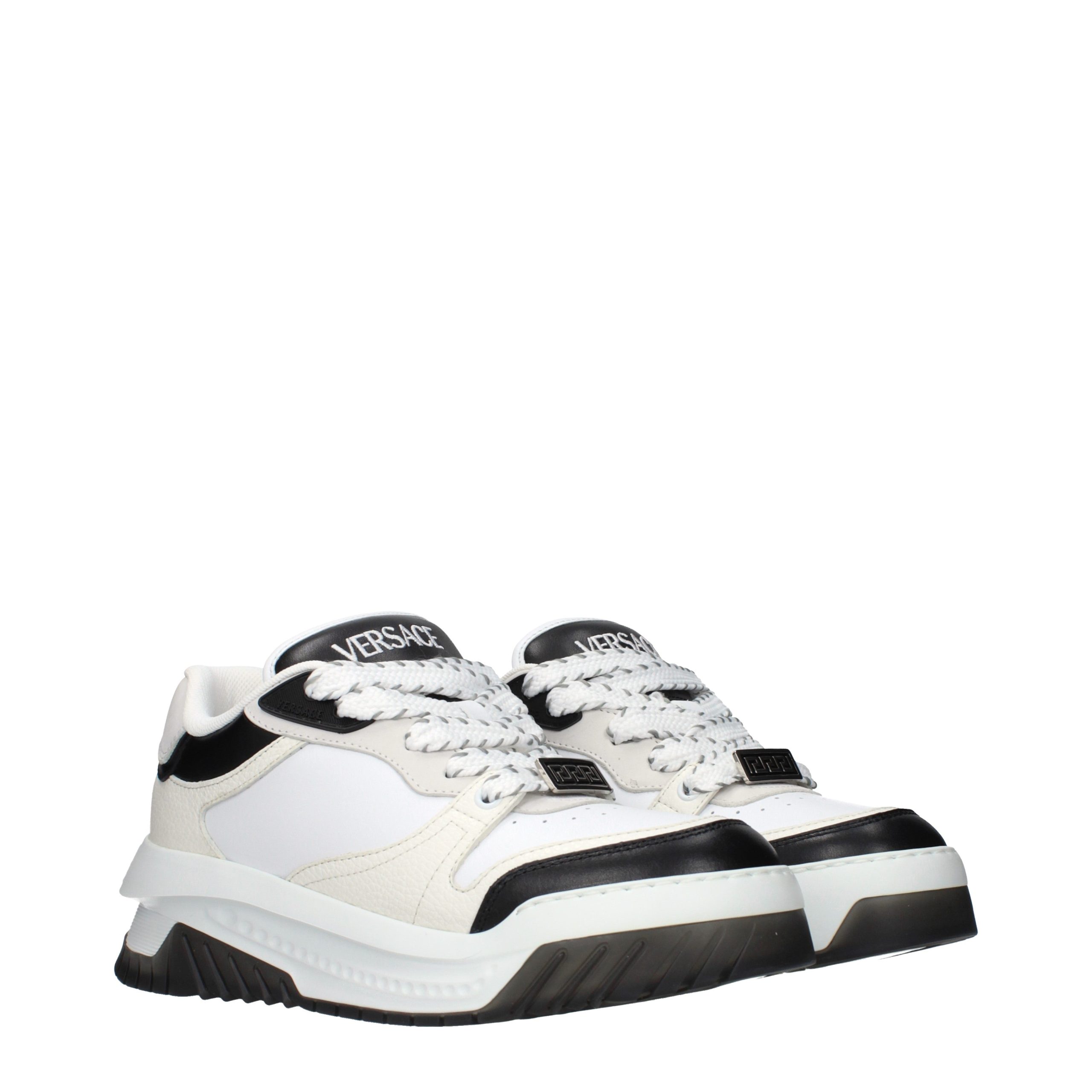 White Leather Low Top Sneakers - Thumbnail 2