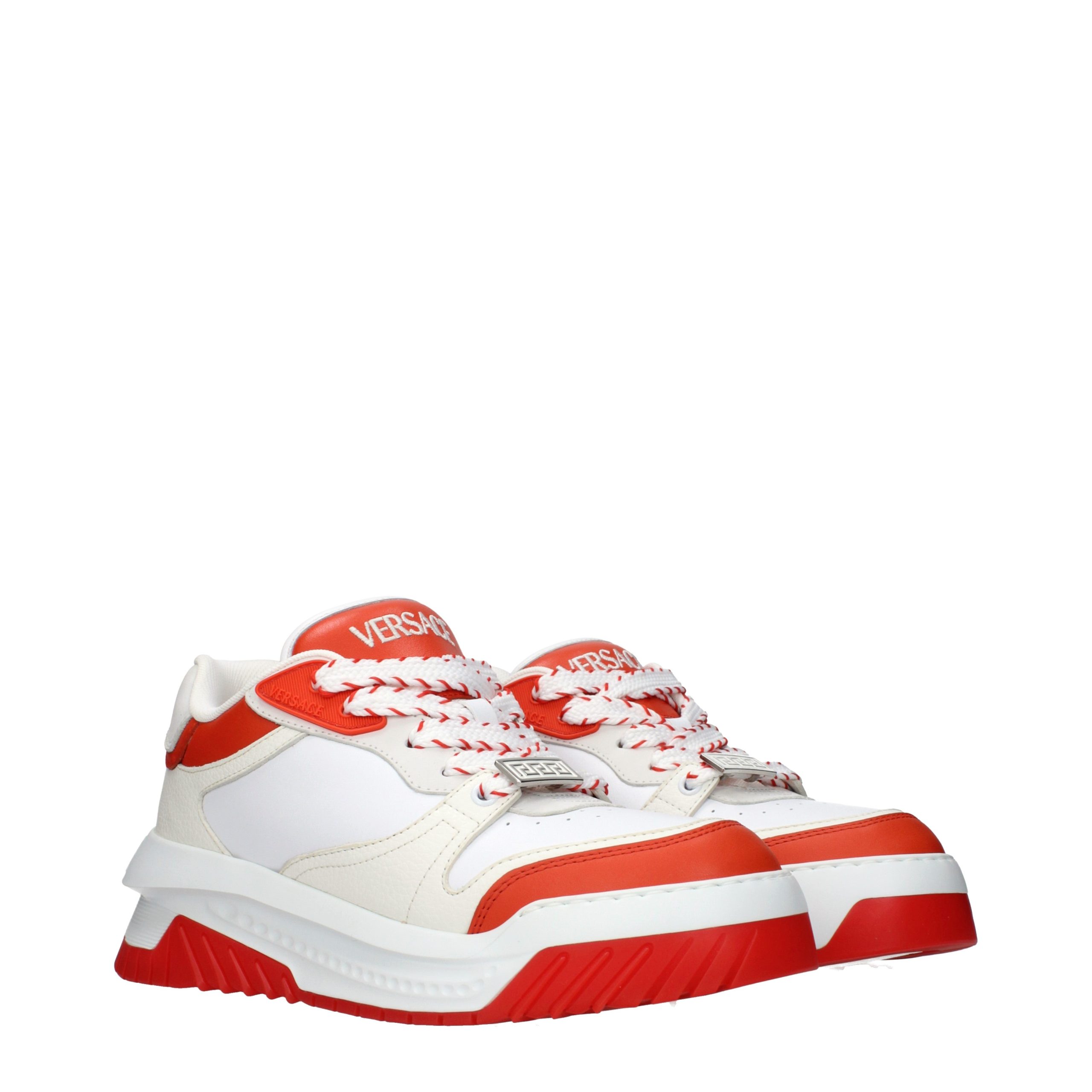 White Leather Athletic Sneakers - Thumbnail 2