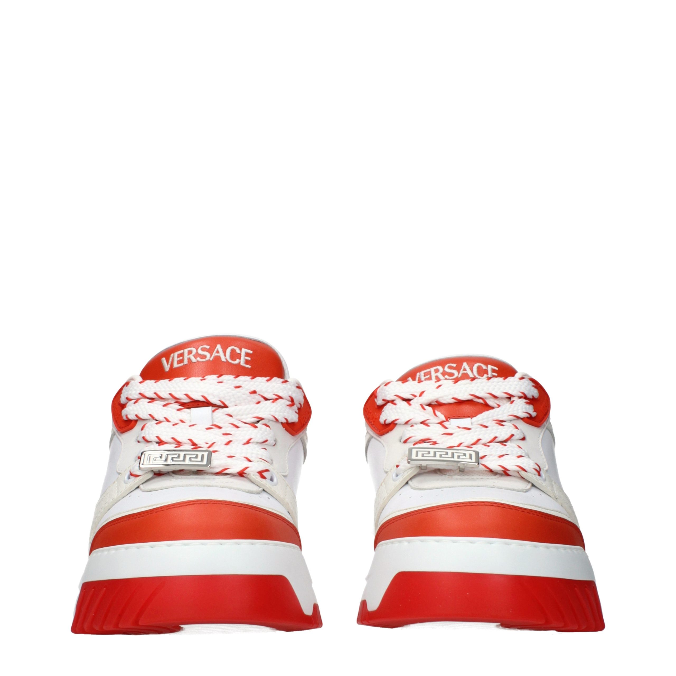 White Leather Athletic Sneakers - Thumbnail 3