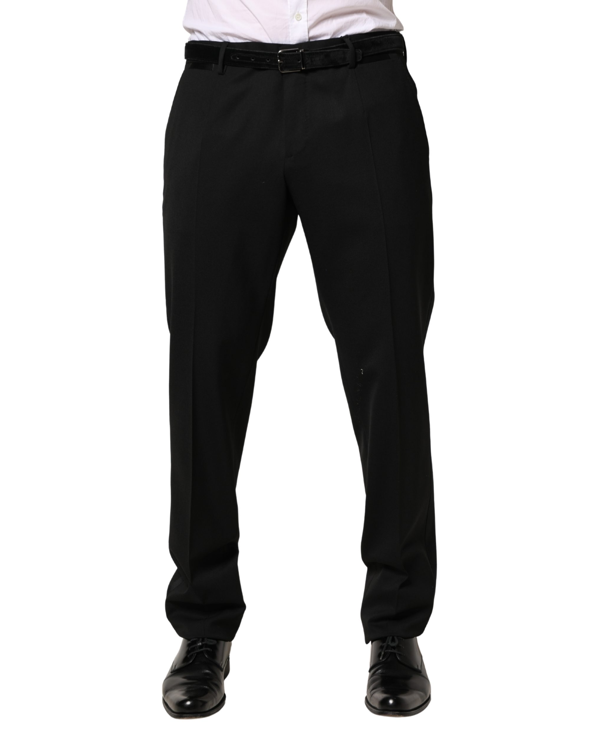 Black Wool Skinny Men Dress Trouser Pants