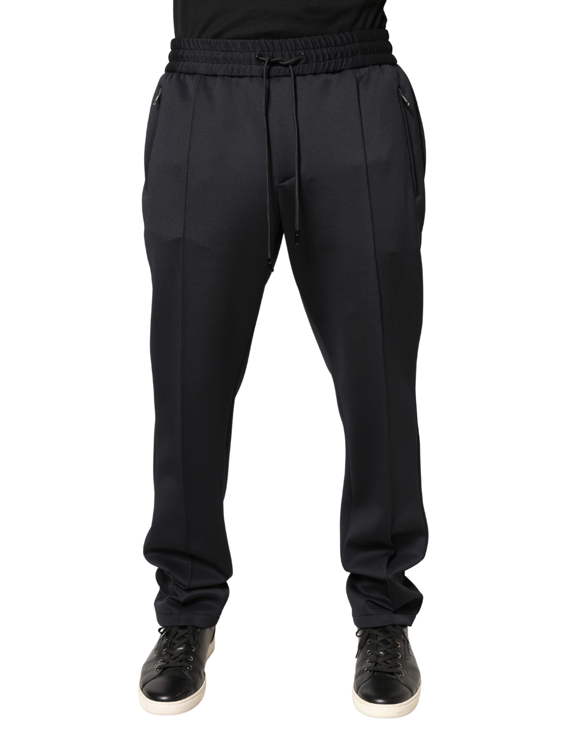 Black Polyester Skinny Jogger Trouser Pants