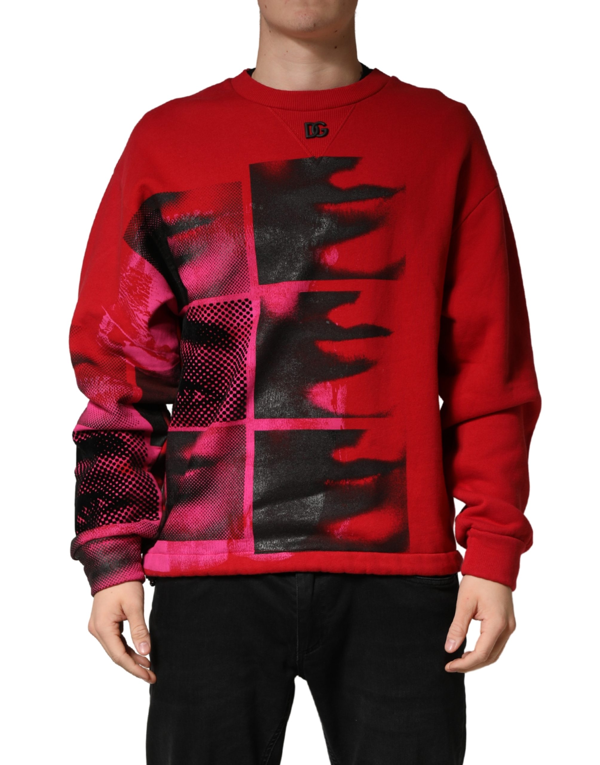 Red Graphic Crew Neck Men Sweatshirt Sweater