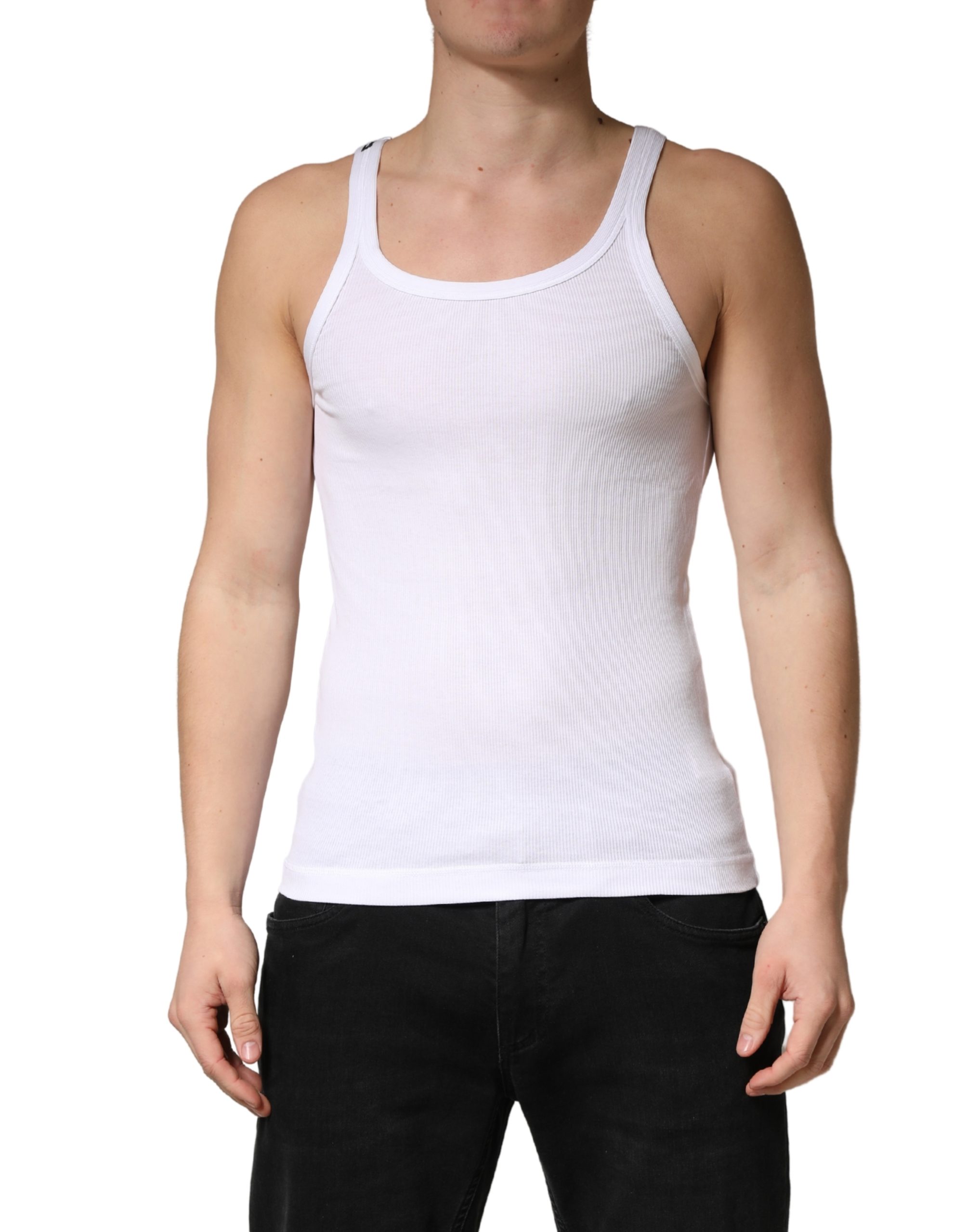 White Sleeveless Round Neck Tank Top T-shirt