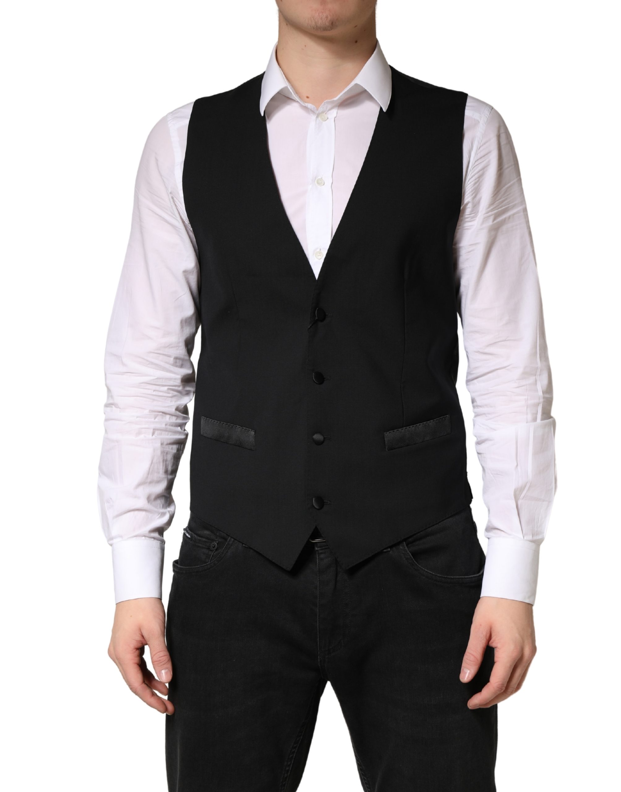 Black Wool Dress Men Formal Waistcoat Vest