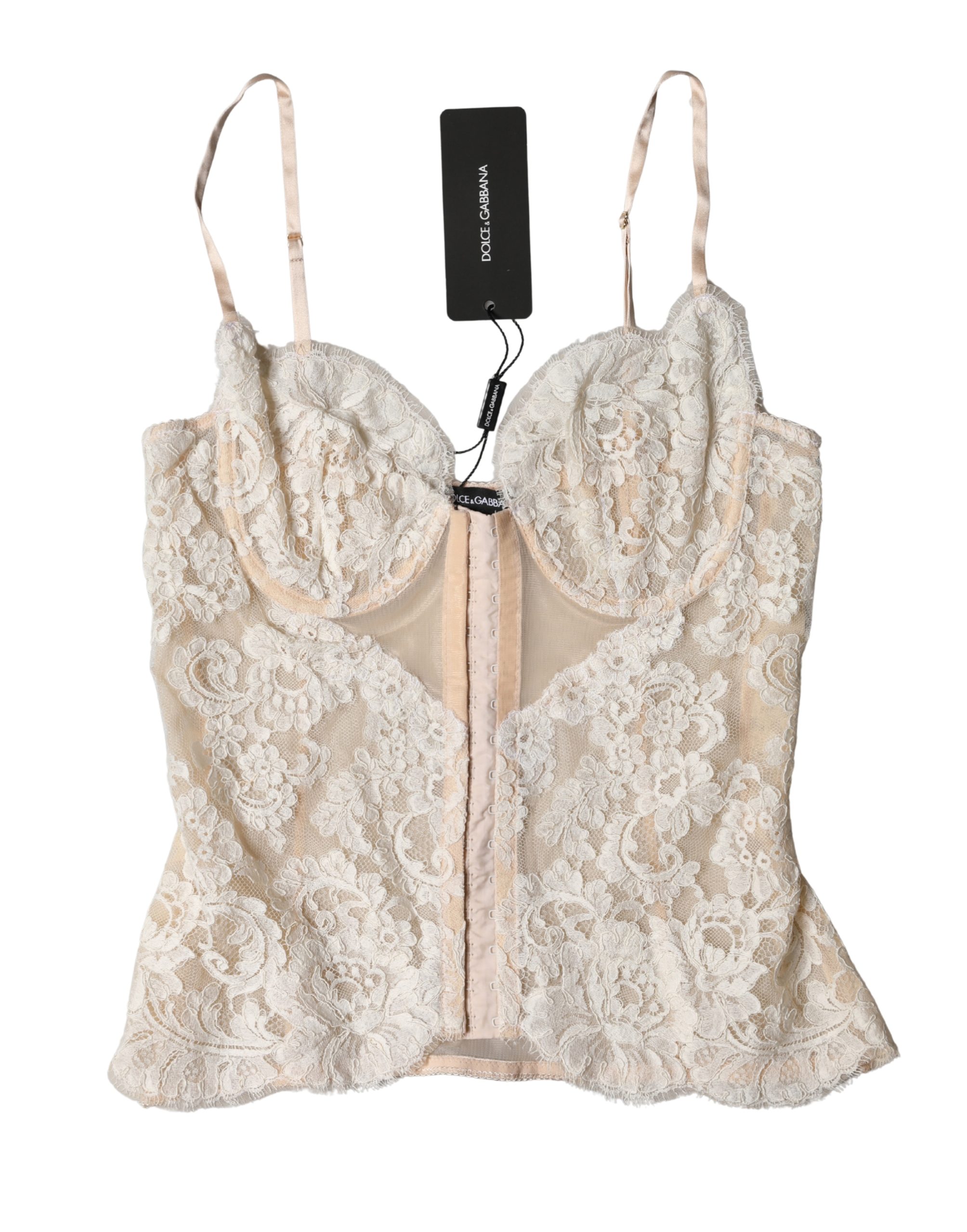 Beige Floral Lace Corset Lingerie Underwear
