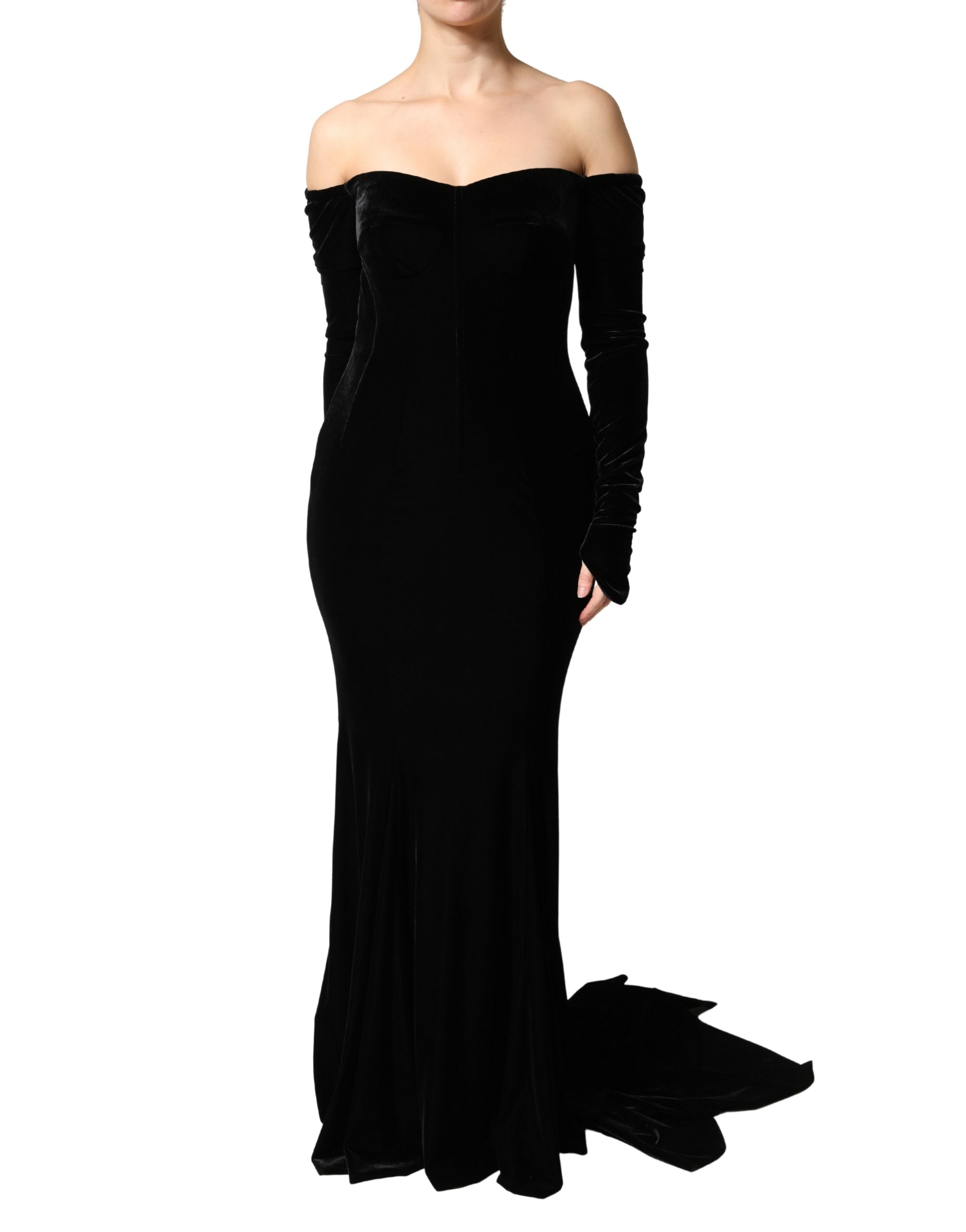 Dolce & Gabbana Black Off Shoulder Bodycon Long Gown Women's Dress | eBay