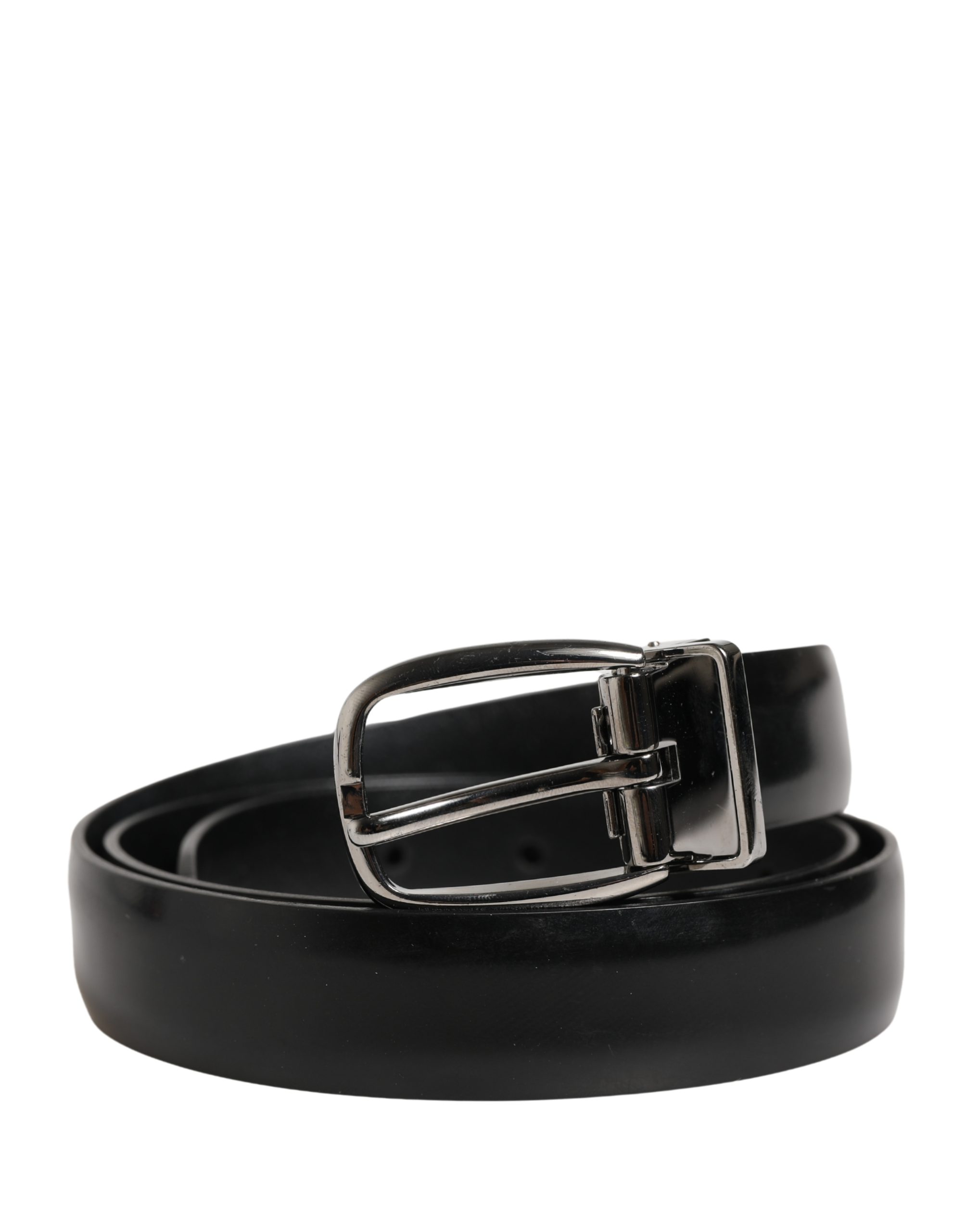 Men Black Classic Leather Metal Buckle Belt