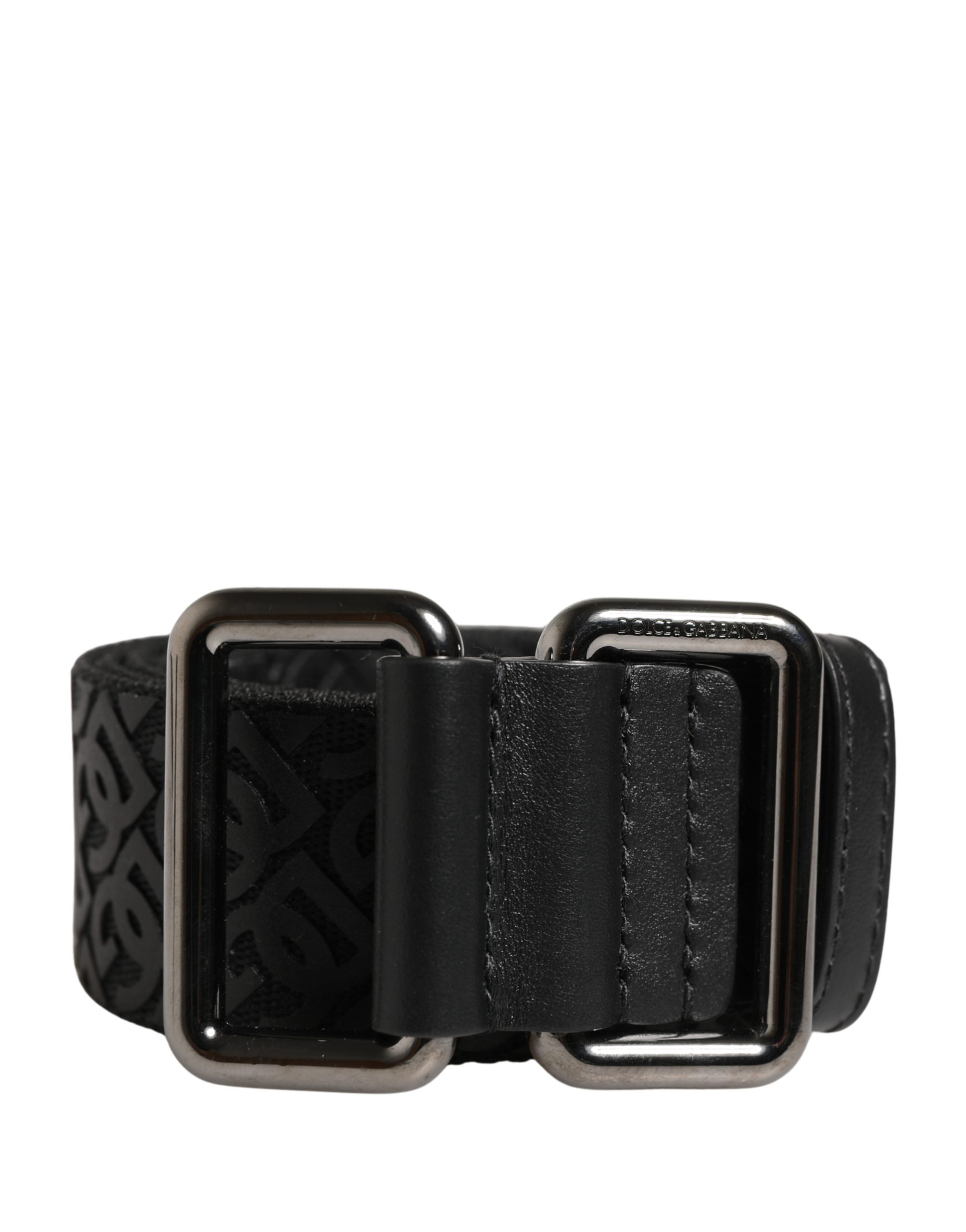 Men Black DG Logo Polyester Metal Buckle Belt