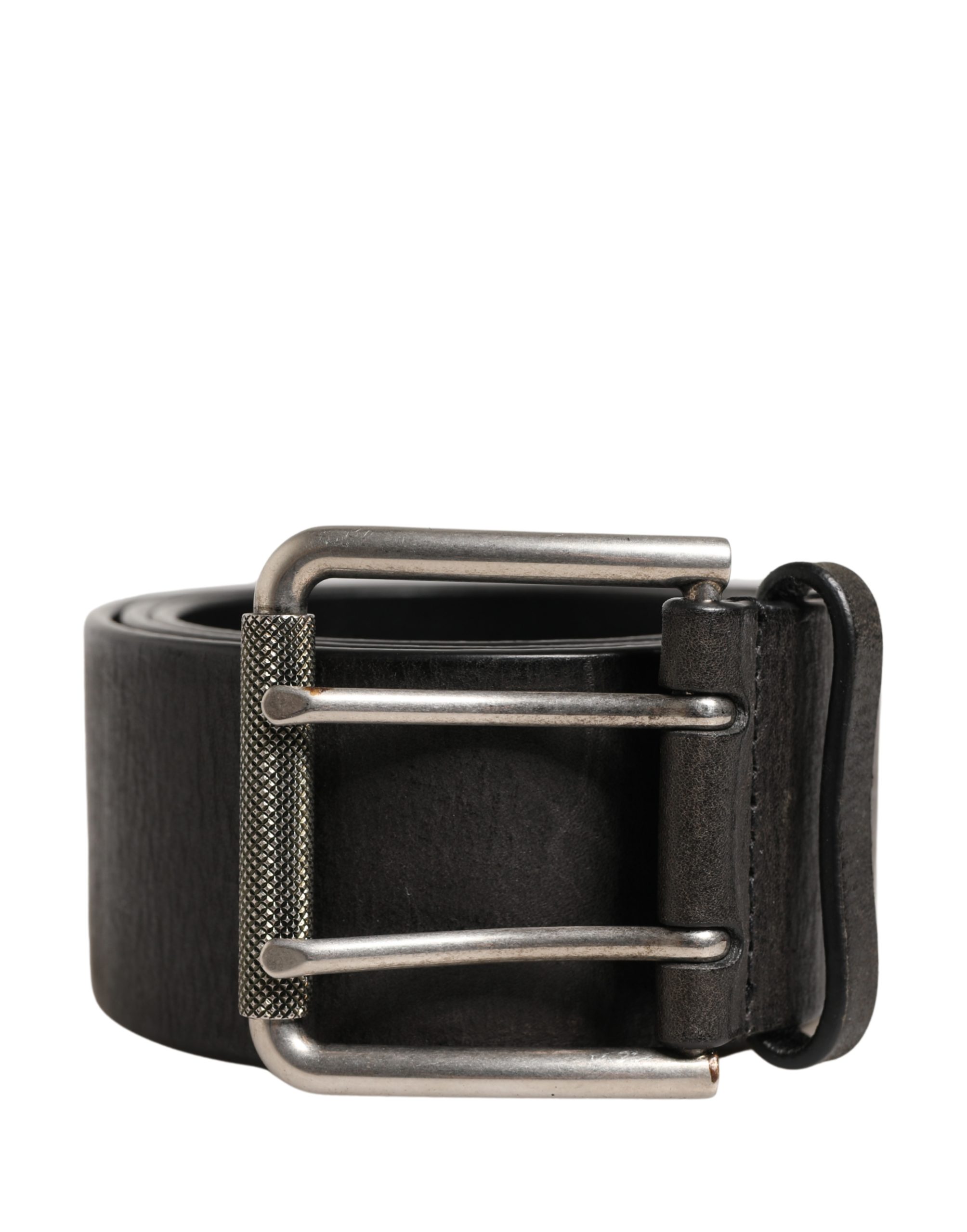Men Black Classic Leather Metal Buckle Belt