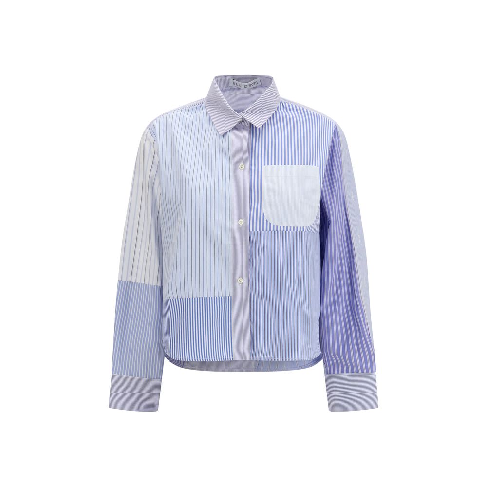 E.L.V. DENIM Blue Cotton Pattern Women's Shirt