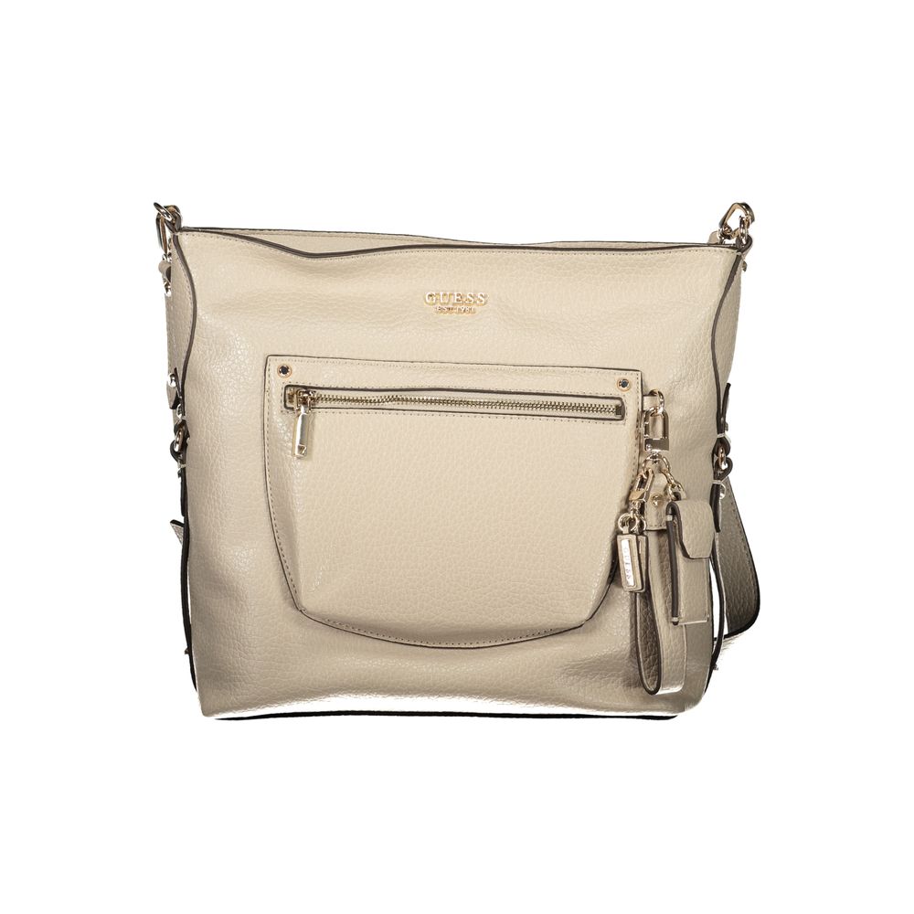 Beige Polyurethane Women's Handbag