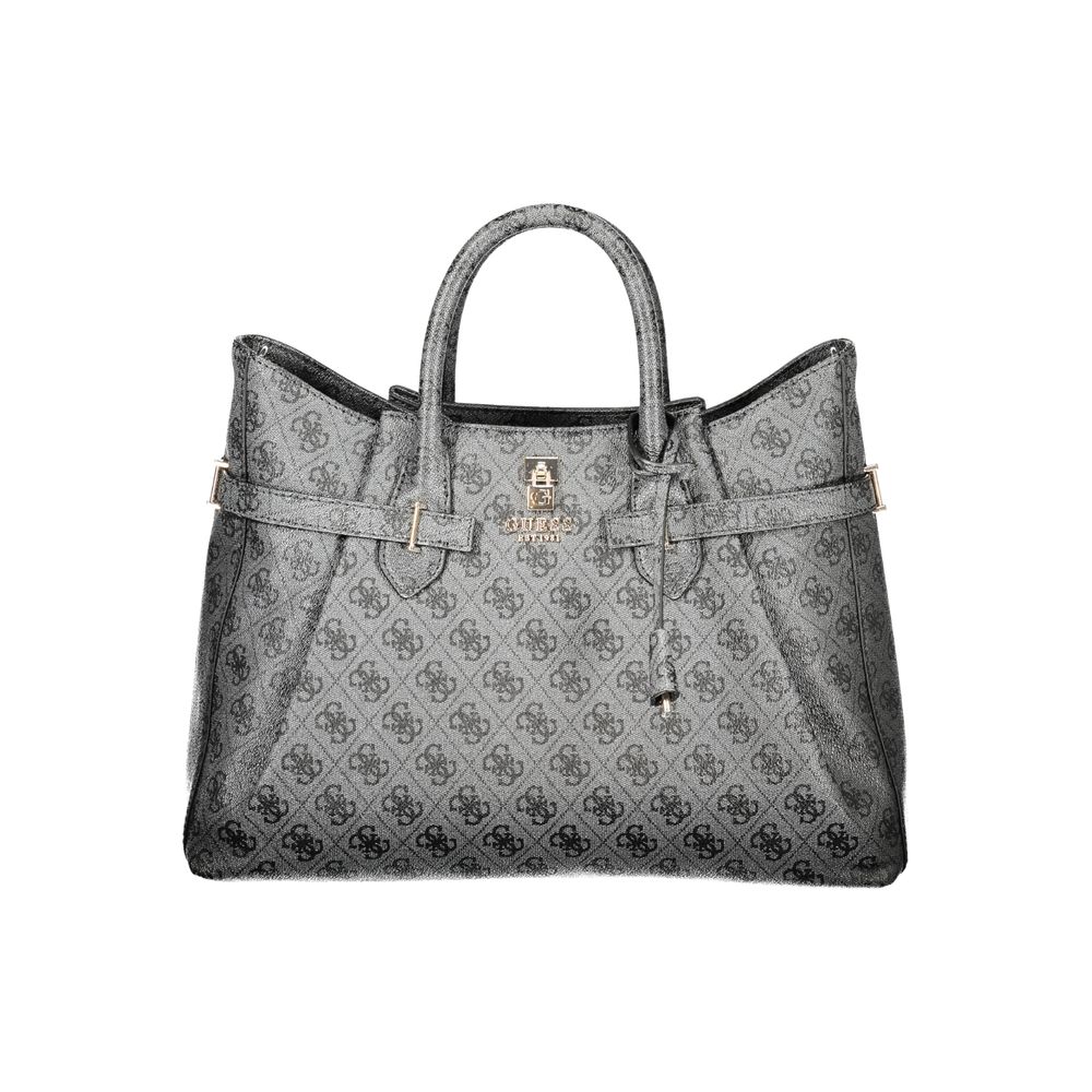 Black Polyurethane Women Handbag