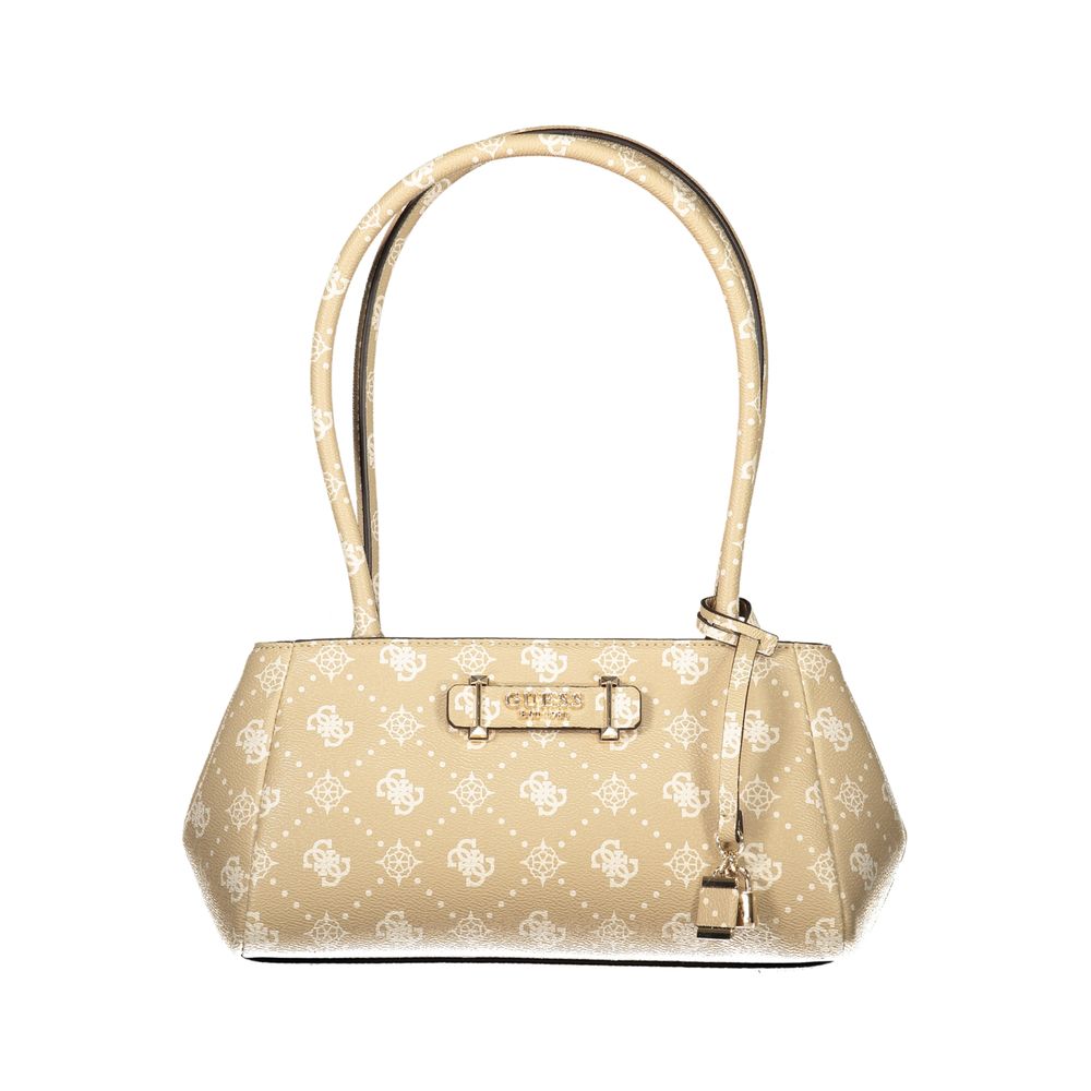 Beige Polyurethane Women Handbag