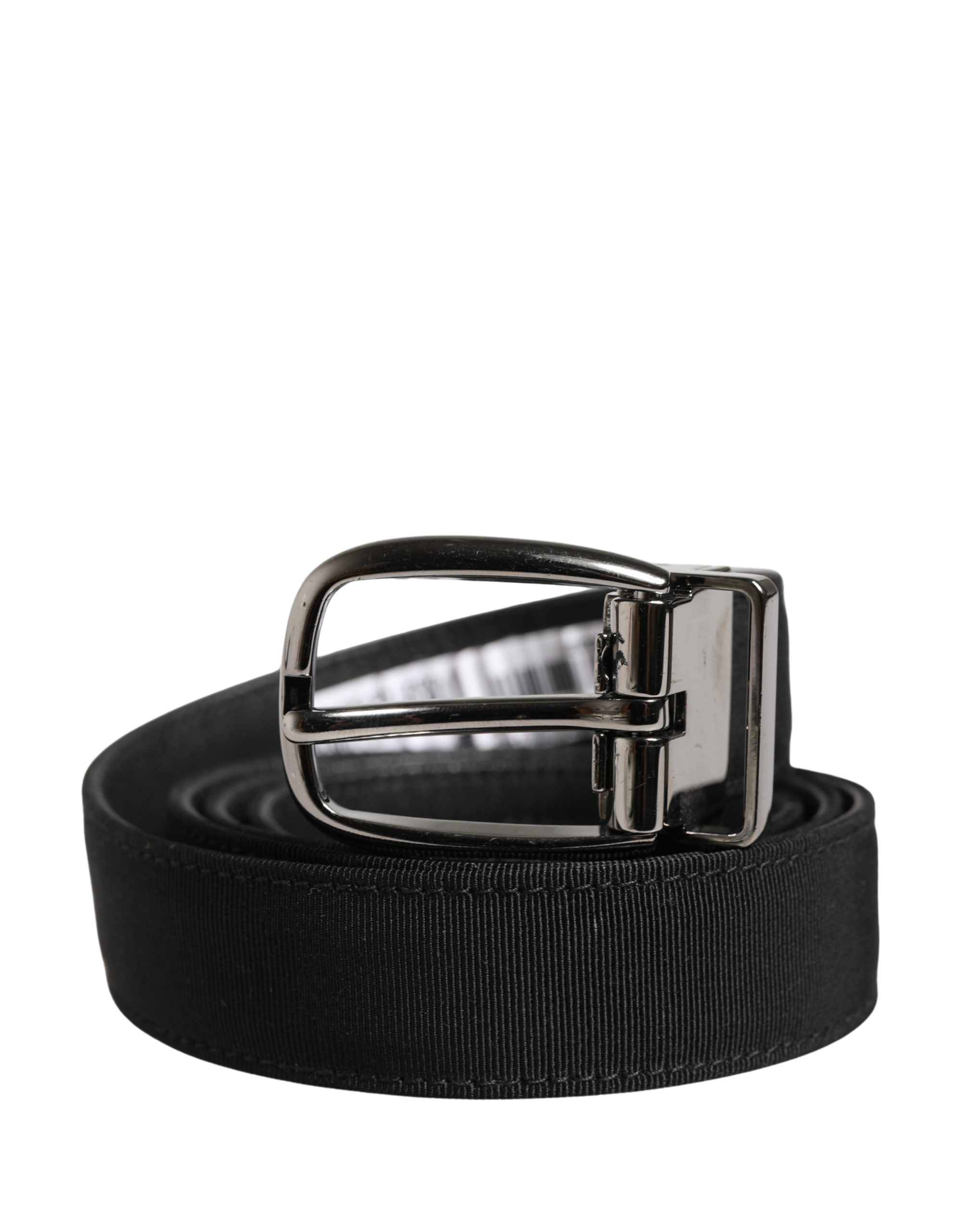 Men Black Viscose Silver Metal Buckle Belt
