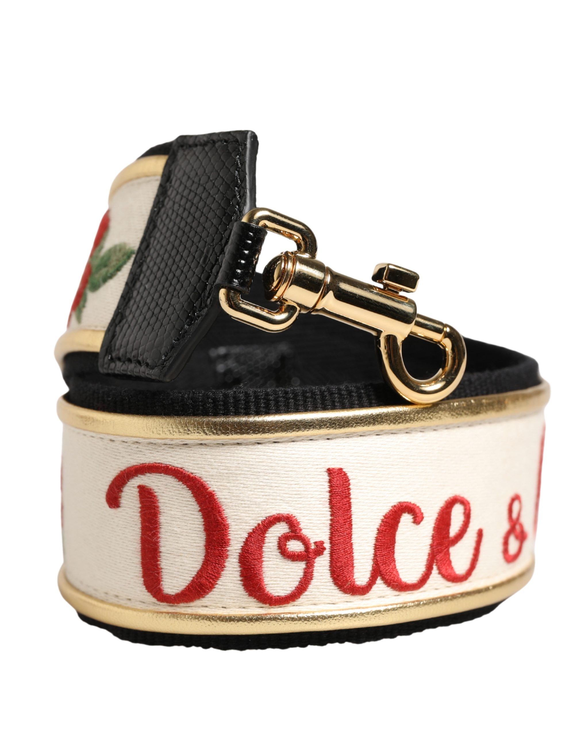 White Gold Logo Print Brass Bag Accessory Shoulder Strap