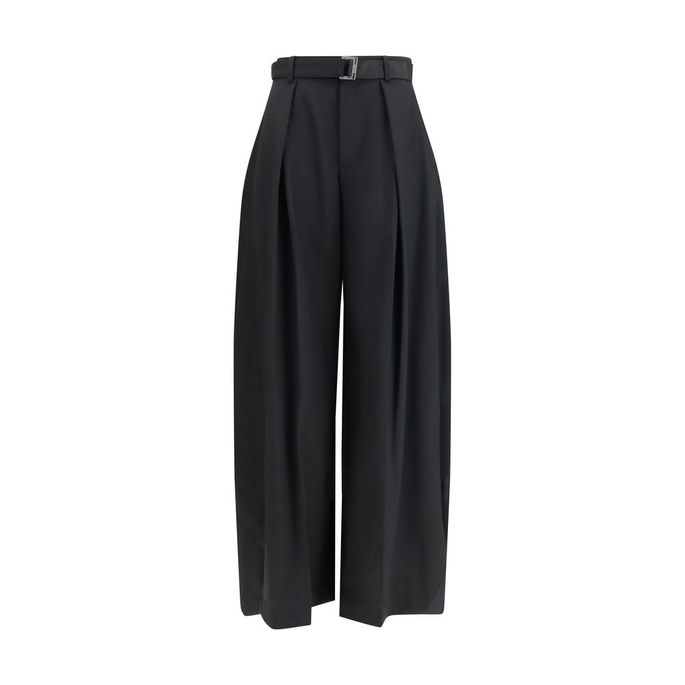 Black Polyester Casual Pants