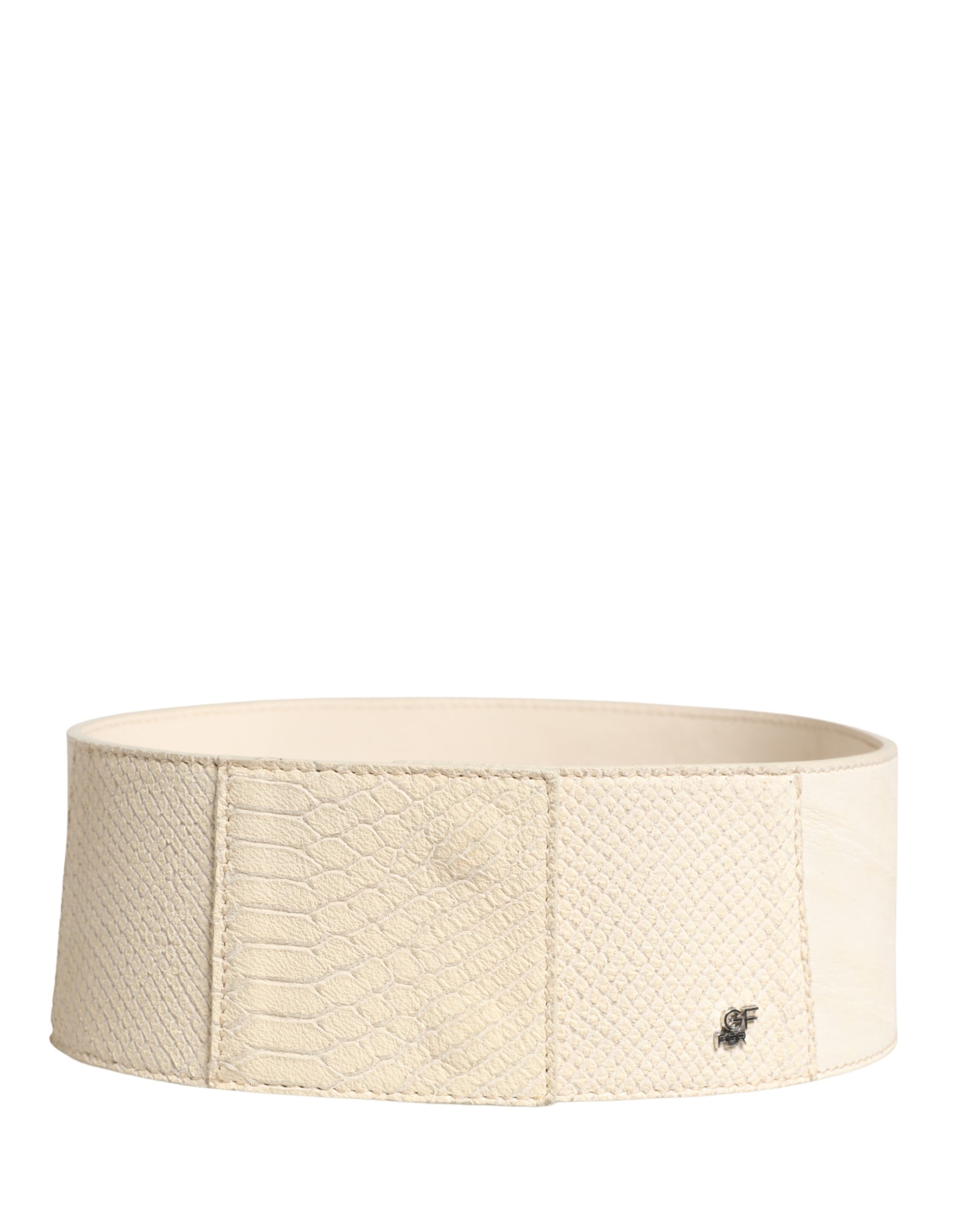 Off White Waxed Cotton Wide Fashion Waistband Belt