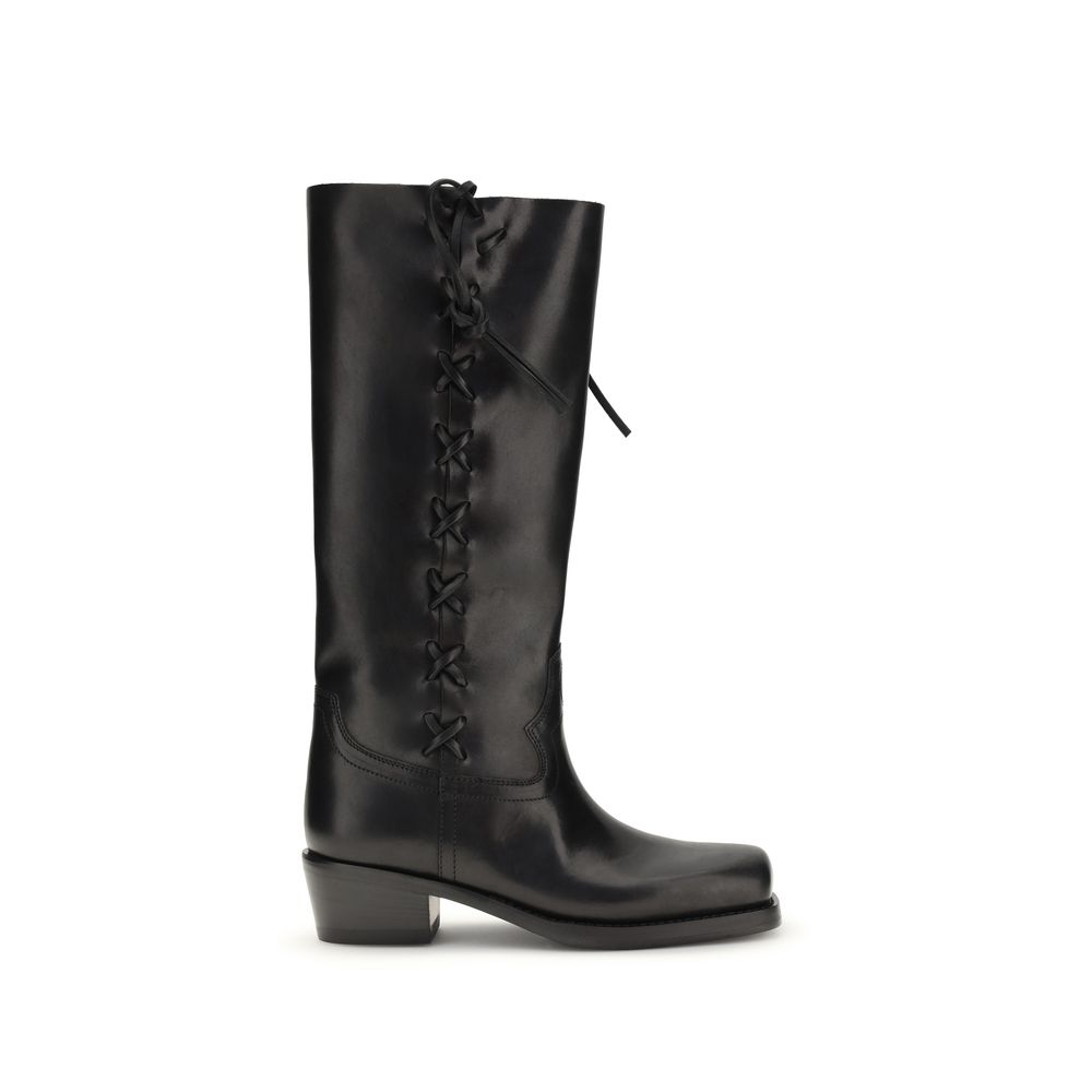 Black Calf Leather Bos Taurus Lace-Up Boots