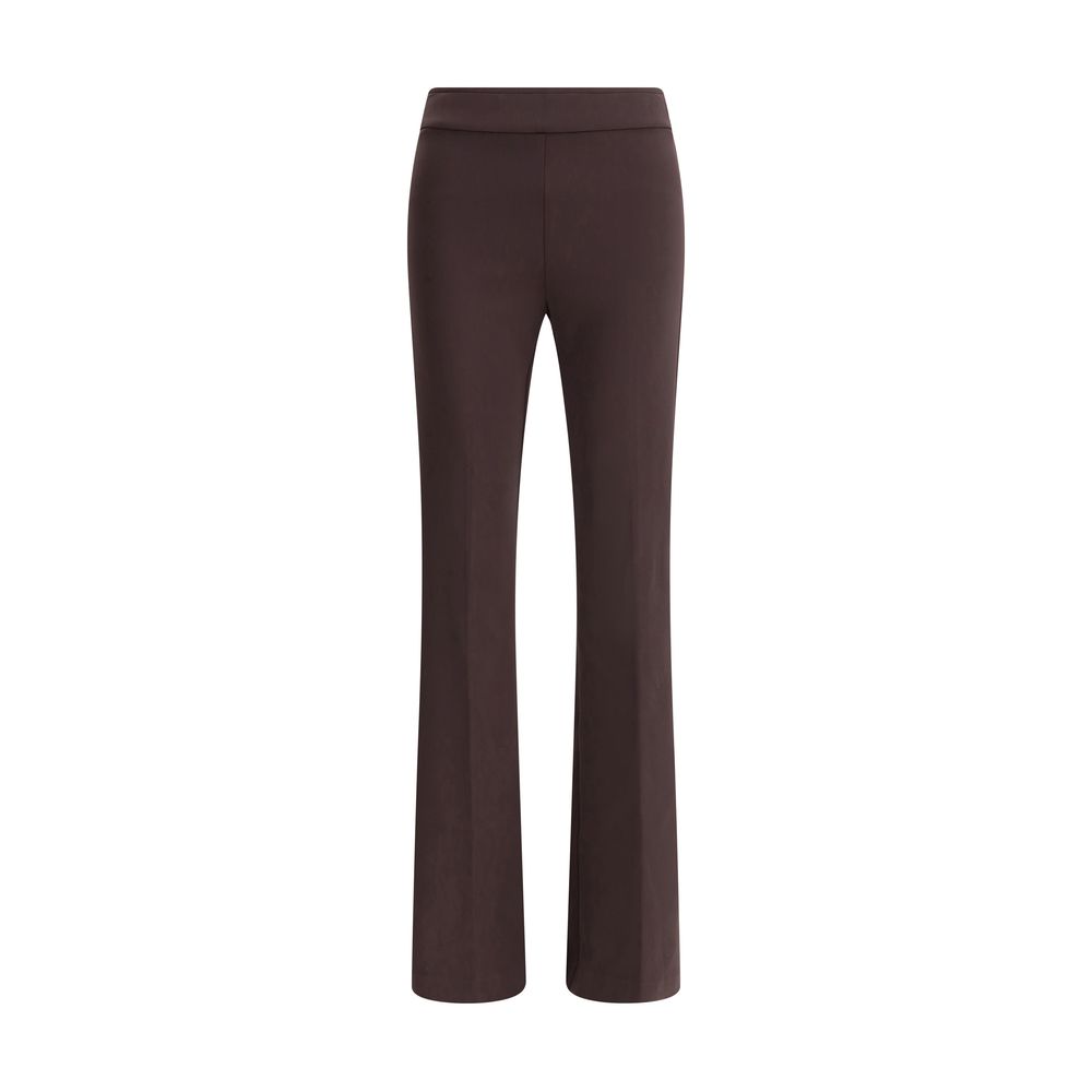 Brown Elastane Flared Pants