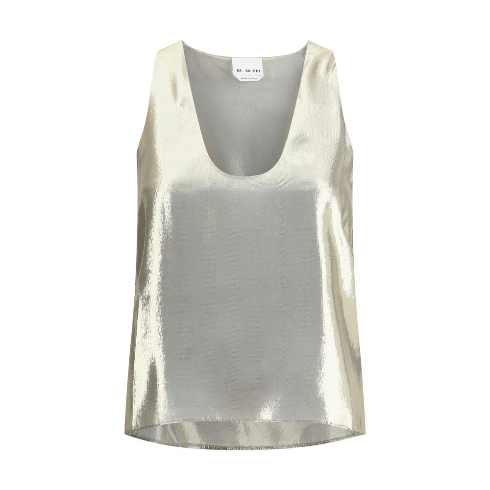 Gold Silk Sleeveles T-Shirt