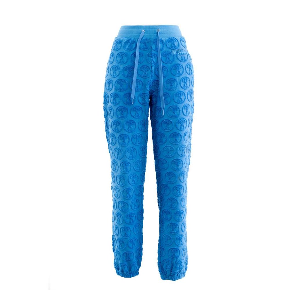 Blue Cotton Casual Pants