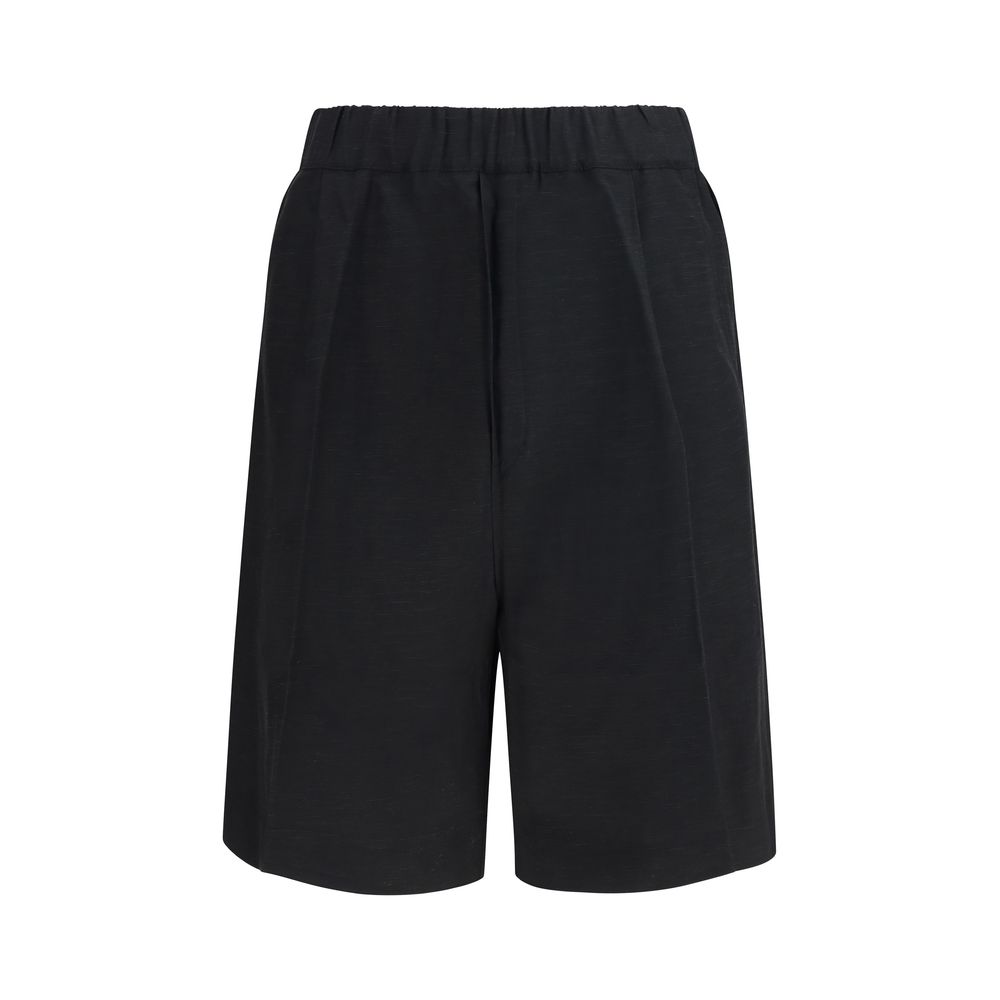Black Viscose Bermuda Shorts