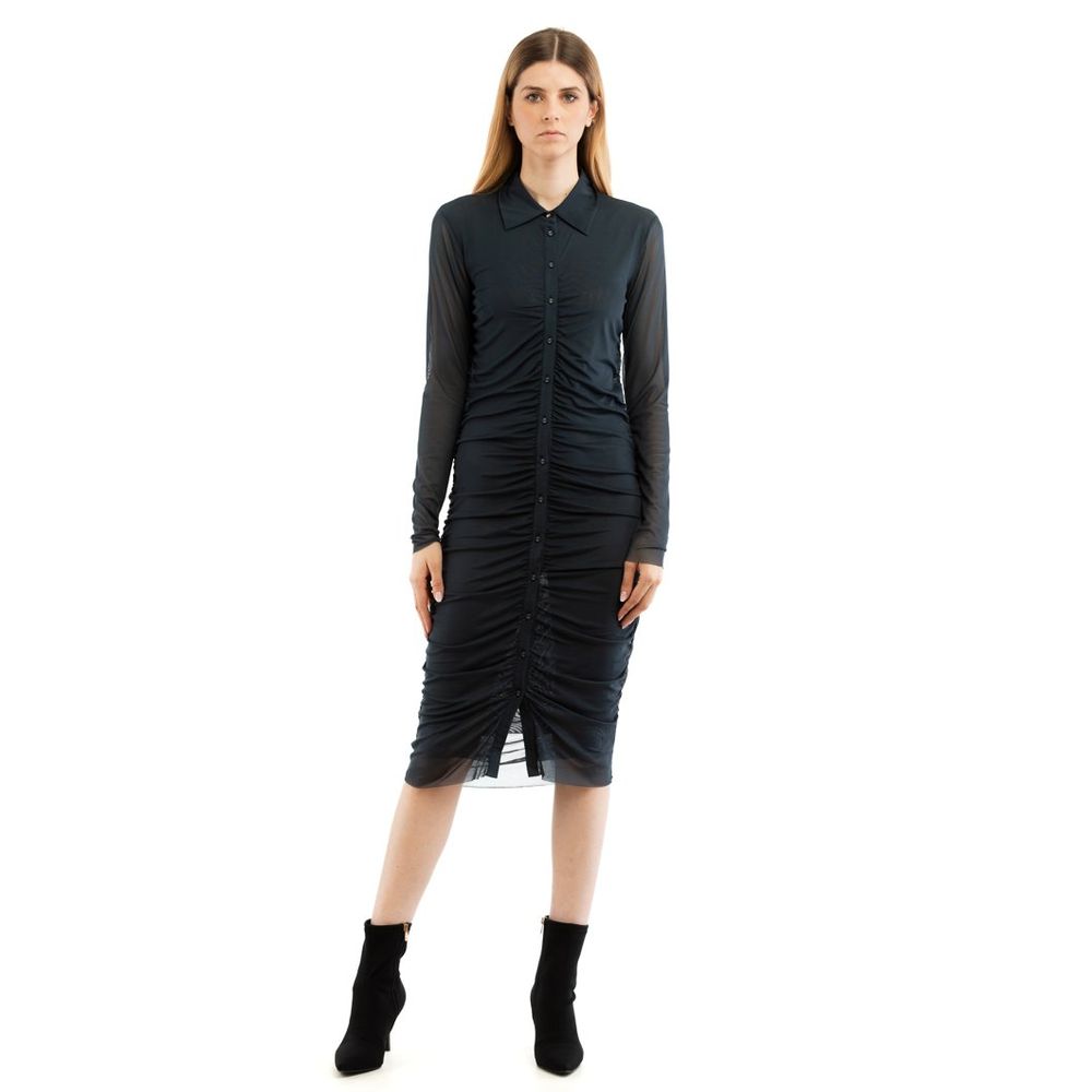 Blue Polyester Casual Dress