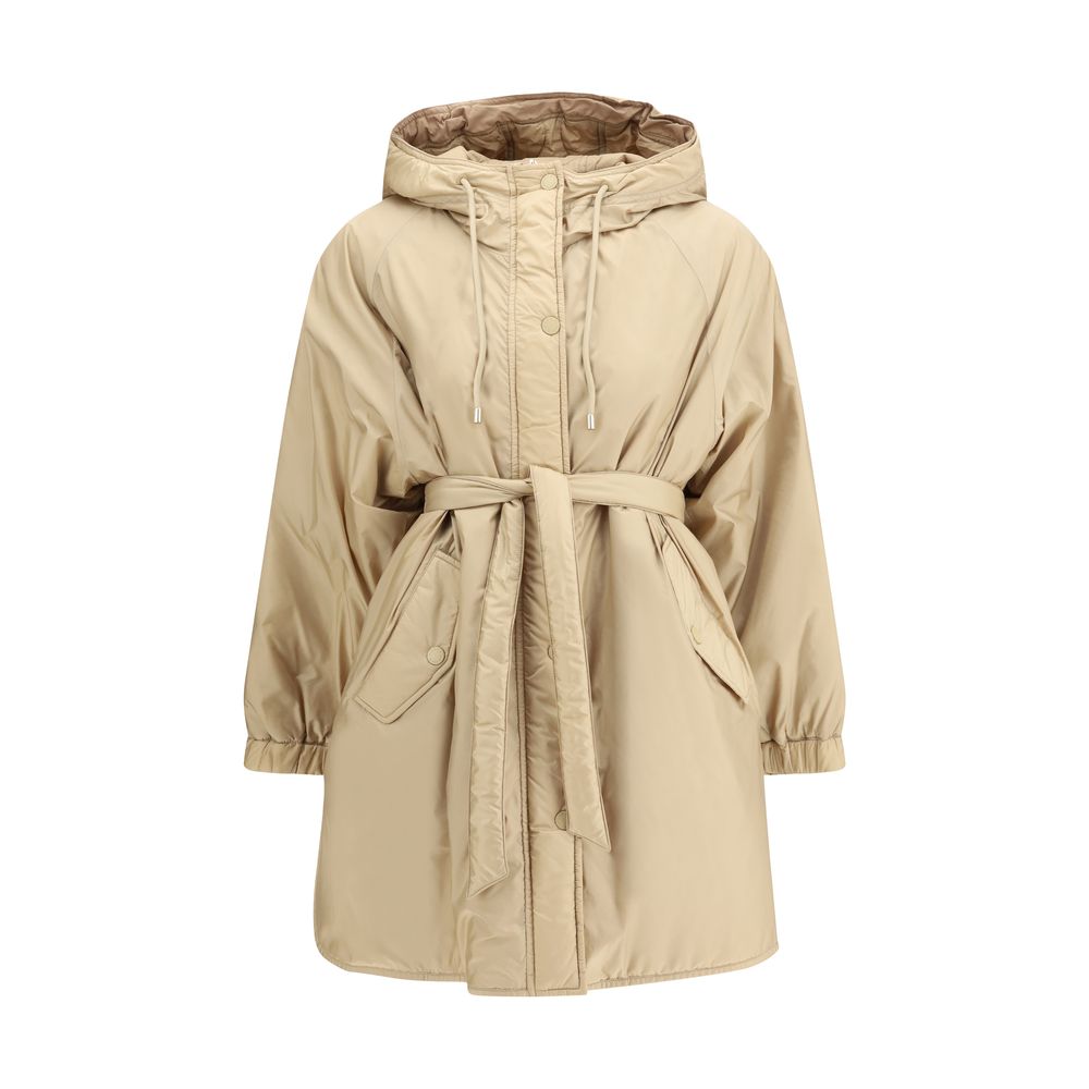Beige Polyester Full-Length Jacket