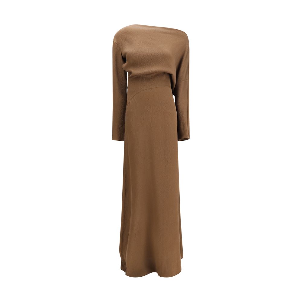 Brown Silk Casual Dress