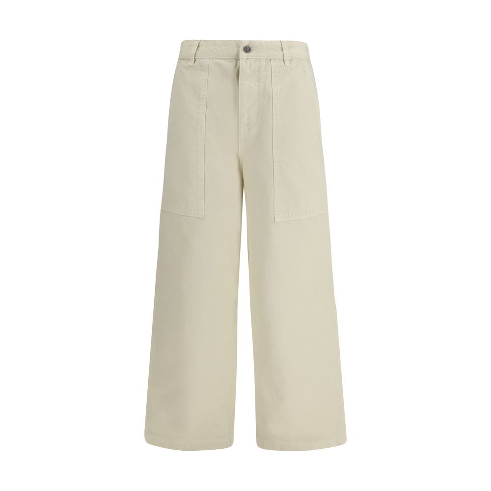 Beige Cotton Casual Pants