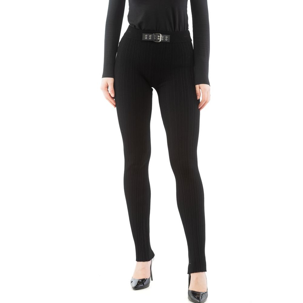 Black Viscose Casual Pants