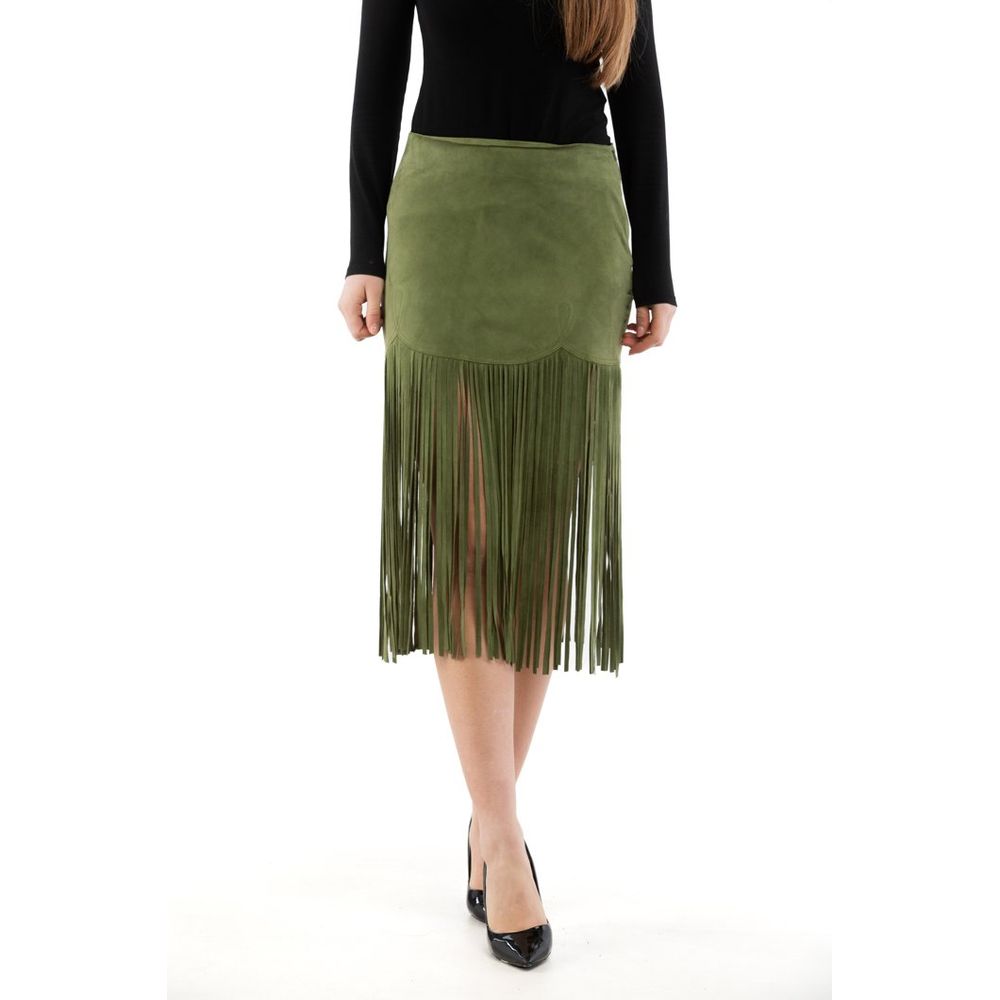 Bicolor Cotton Midi Skirt
