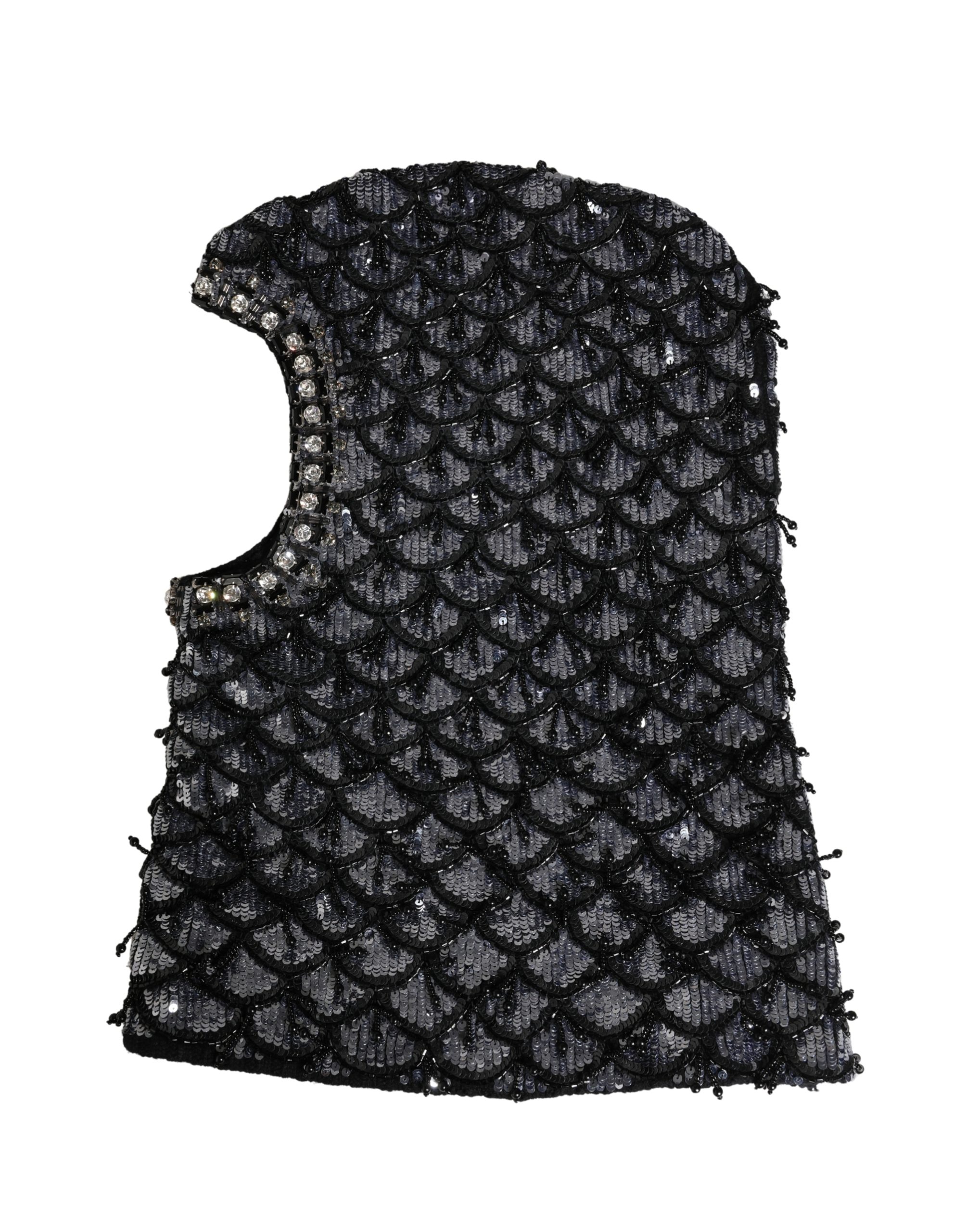 Black Wool Crystal Embellished Balaclava Hat