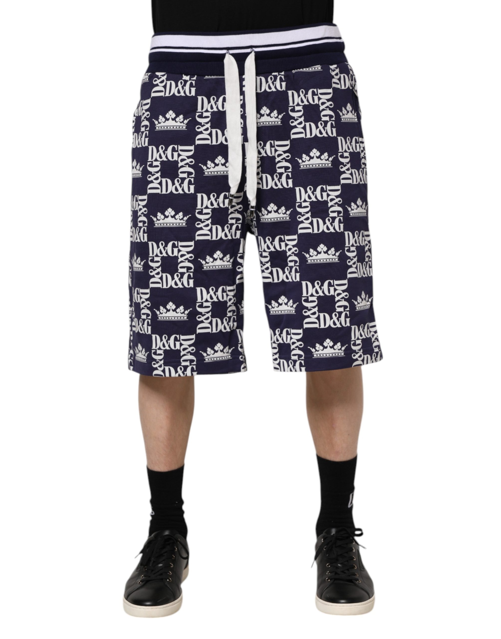 Blue DG Logo Print Chino Men Bermuda Shorts