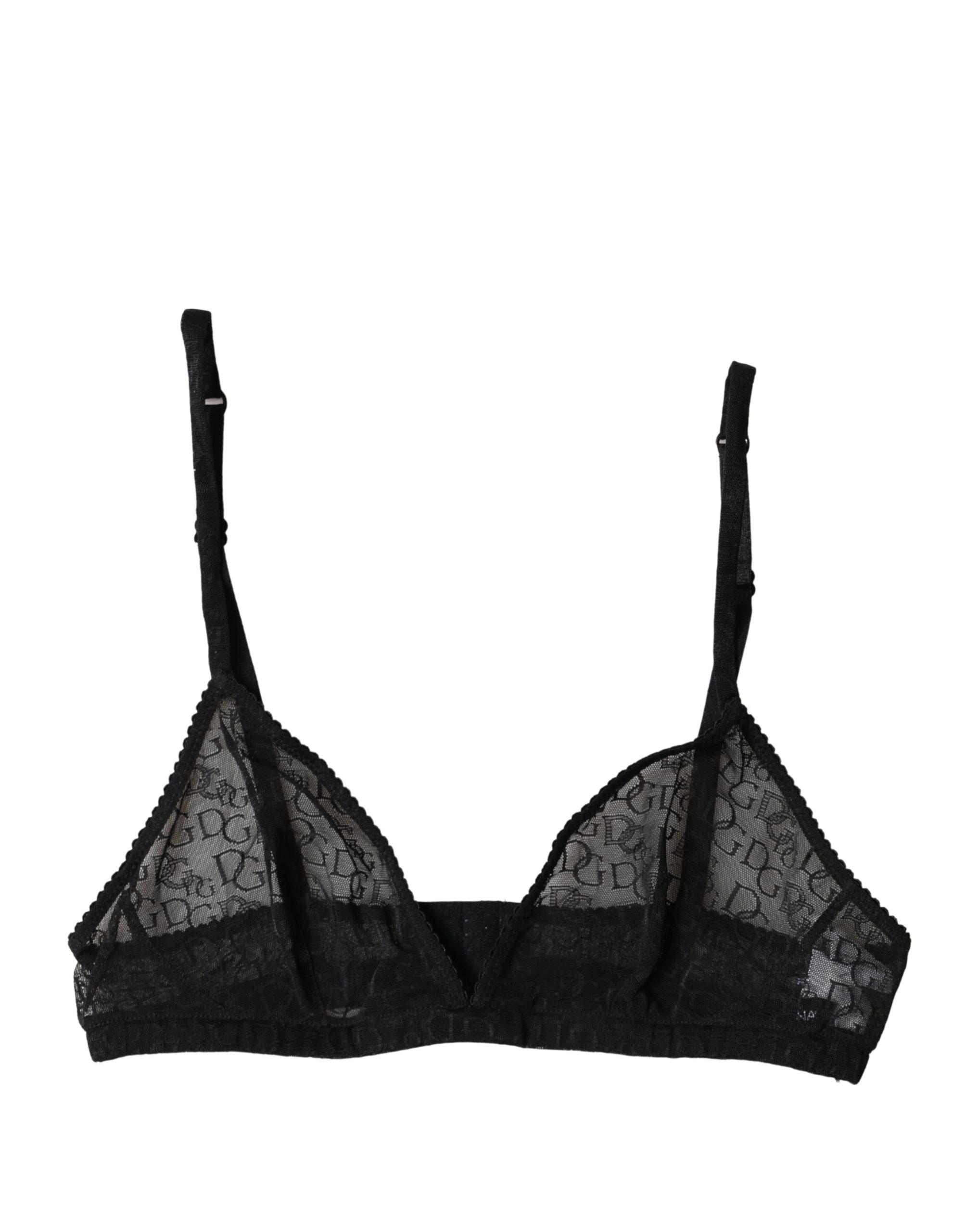 Black Logo Mania Sheer Soft Cup Bra Underwear
