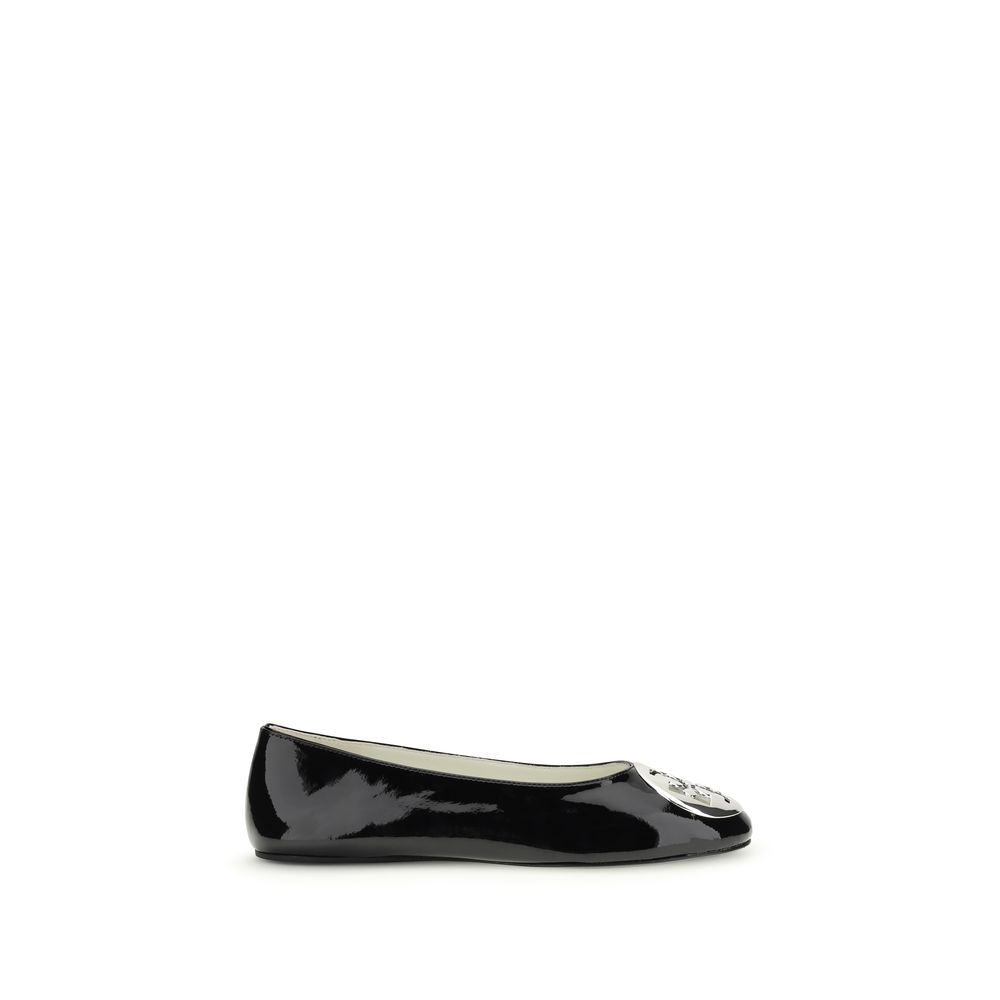Black Calf Leather Bos Taurus Ballet Flats
