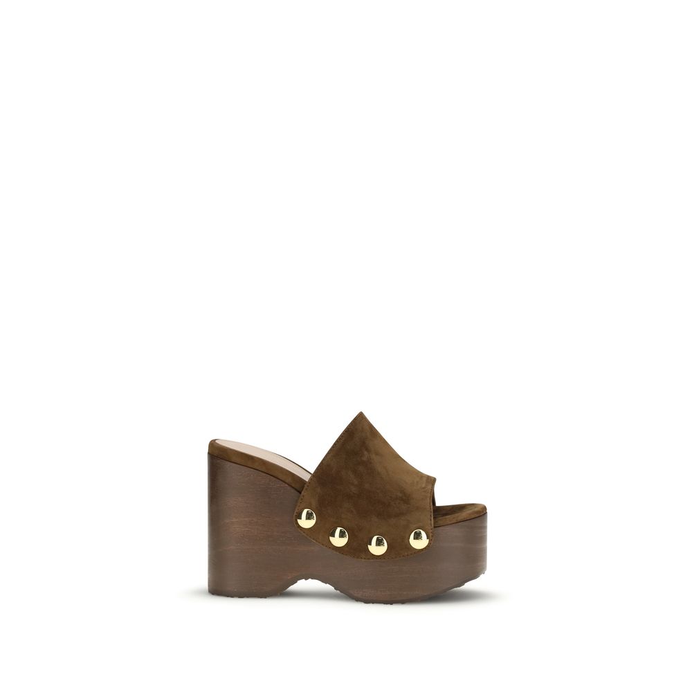 Brown Calf Leather Bos Taurus Clogs