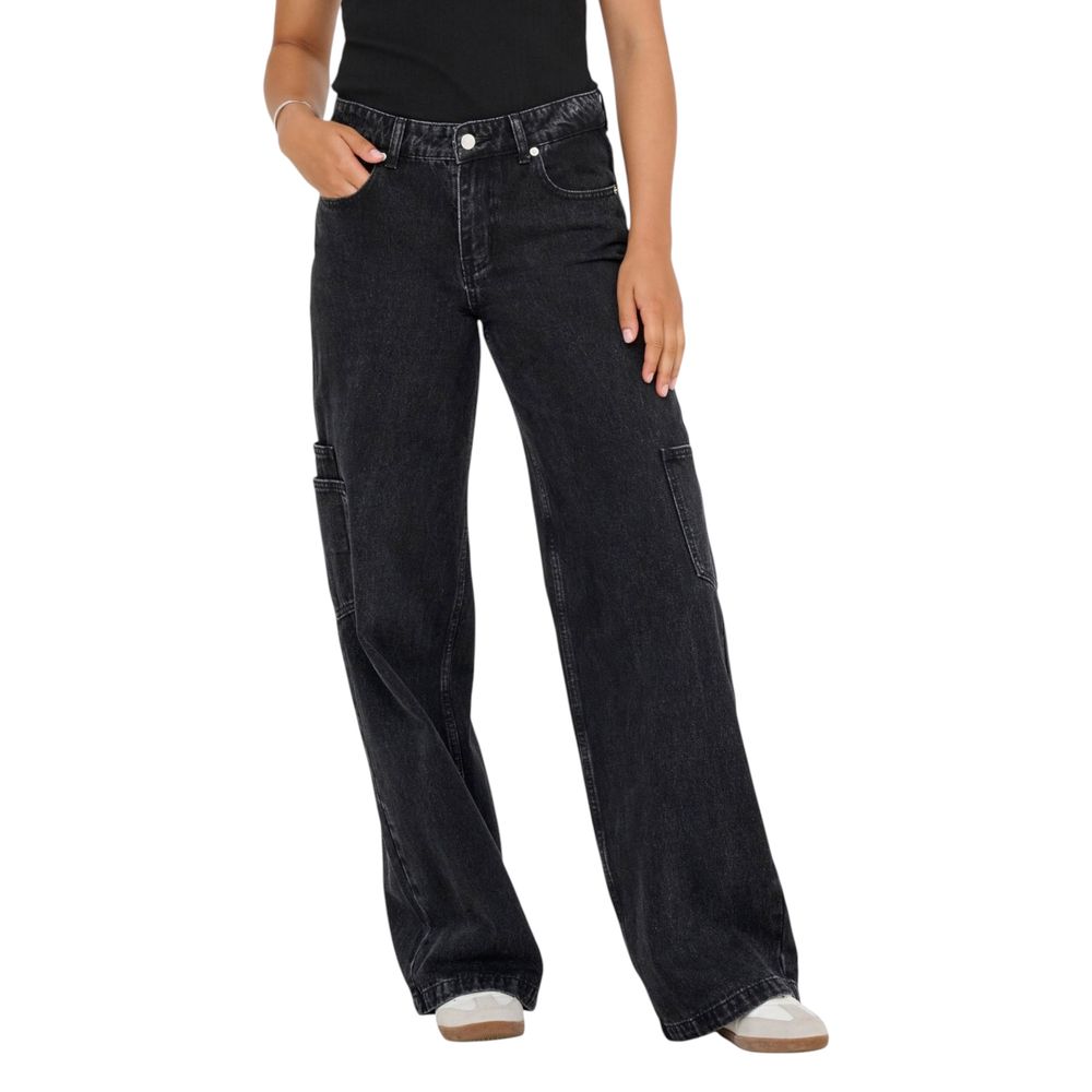 Black Cotton Relaxed Fit Jeans