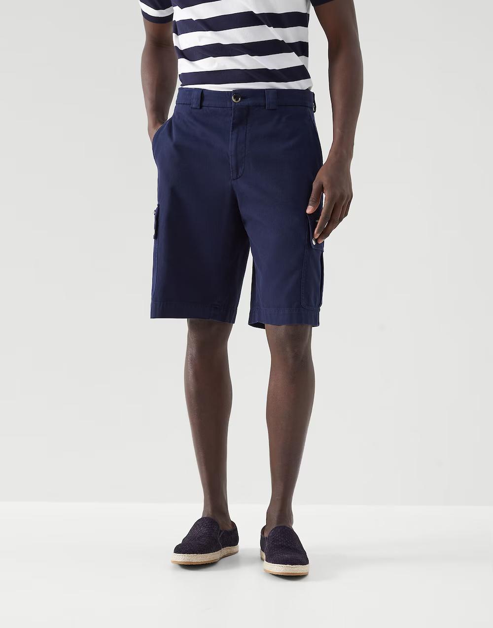 Blue Cotton Bermuda Shorts