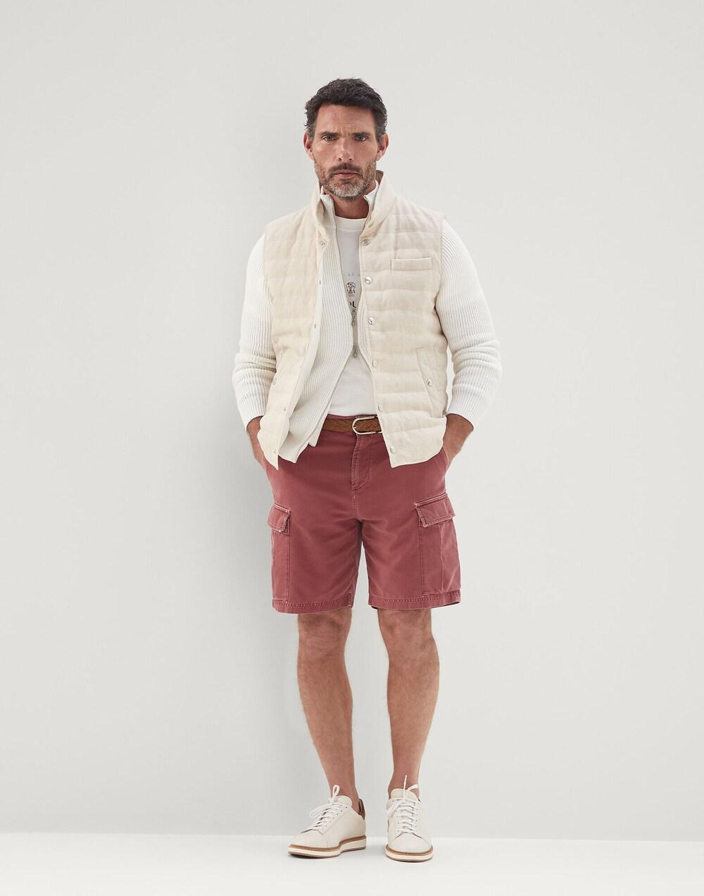 Red Cotton Bermuda Shorts