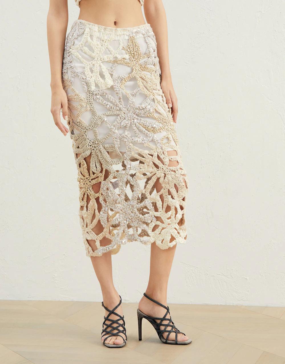 Beige Linen Long Skirt