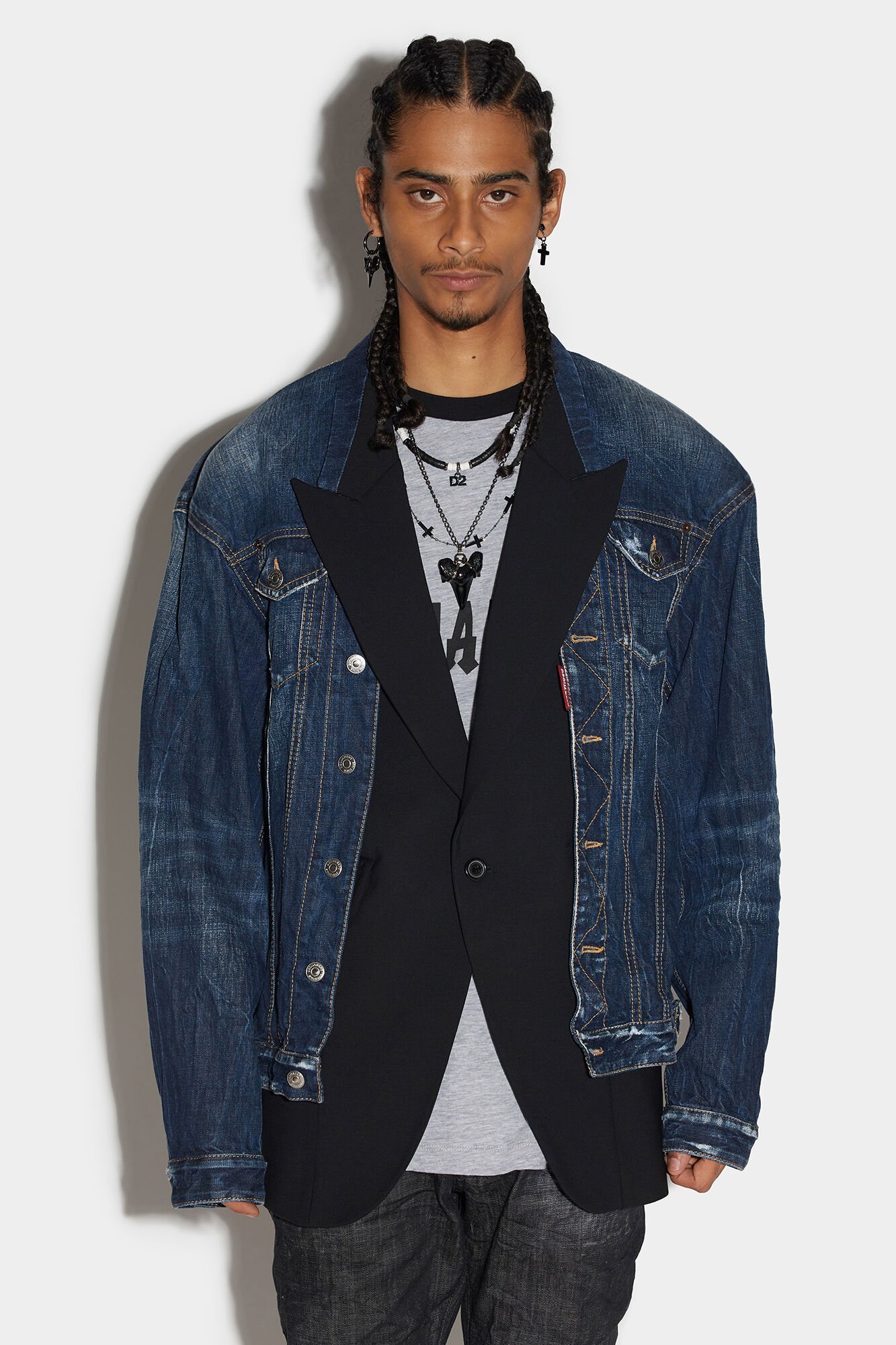Navy Blue Fibres Denim Jacket