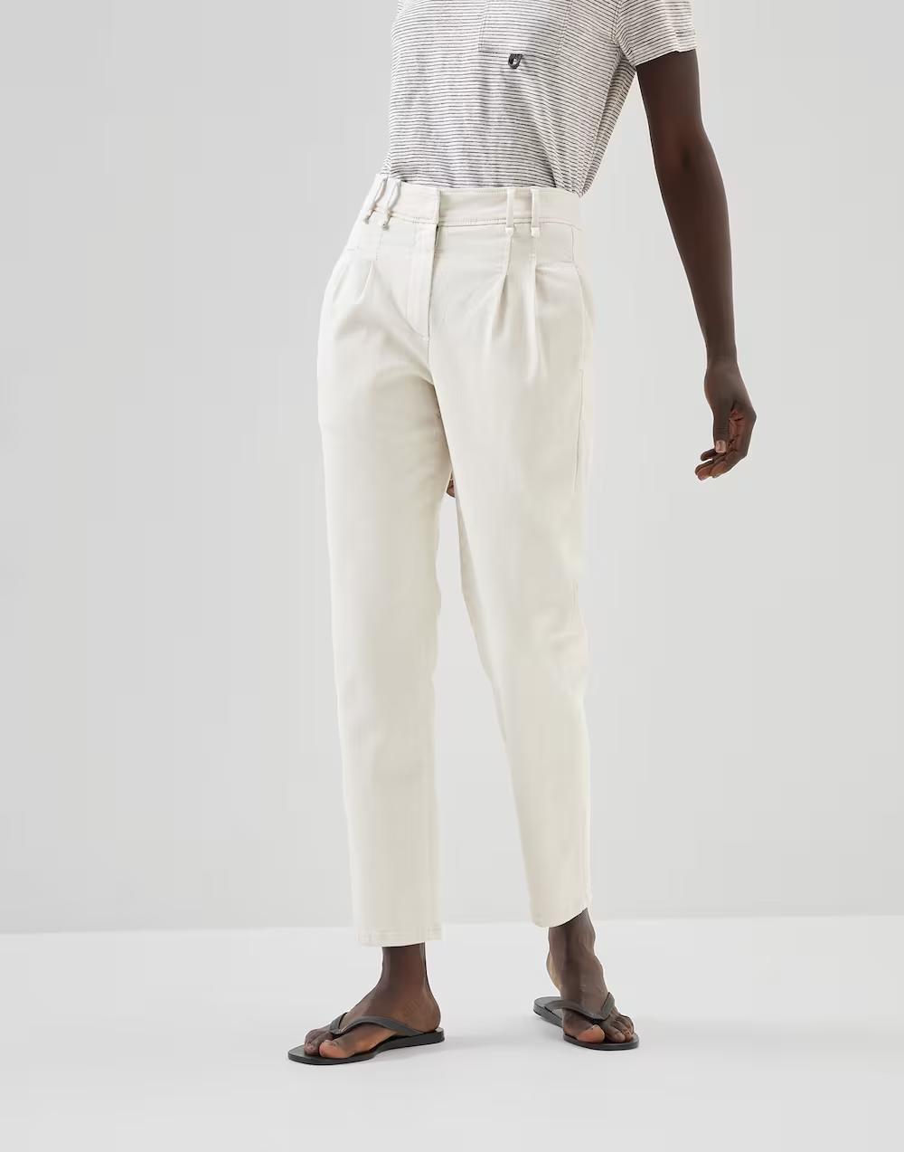 White Cotton Casual Pants