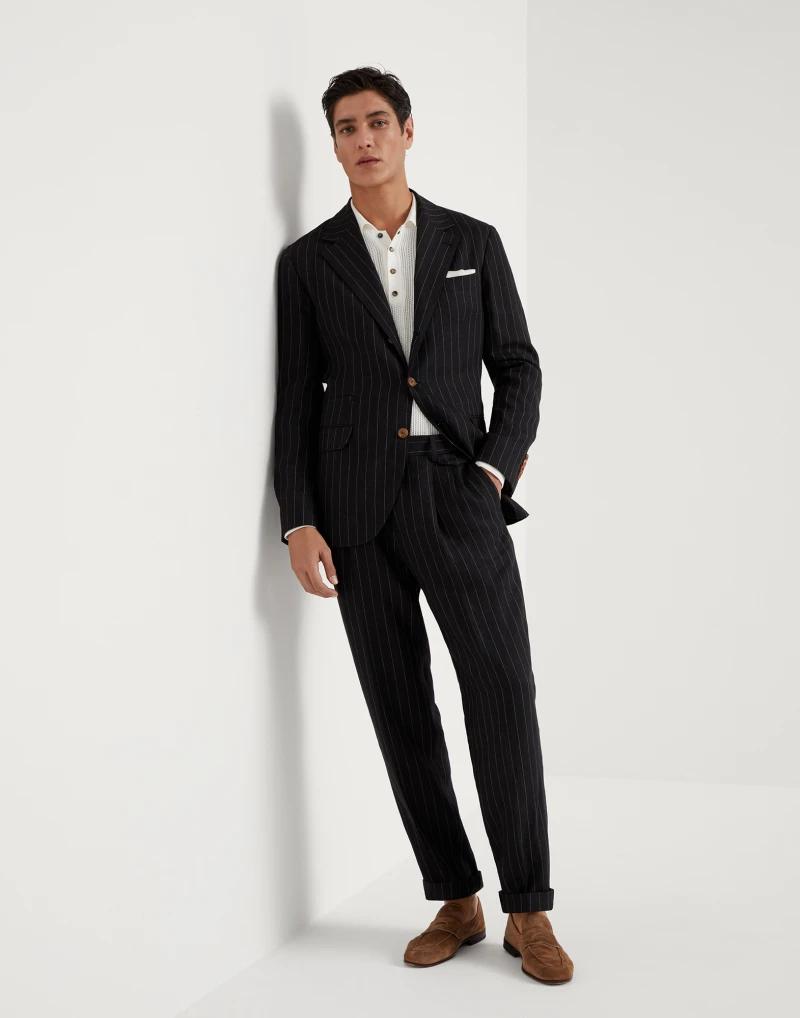 Black Linen Two-Piece Suit