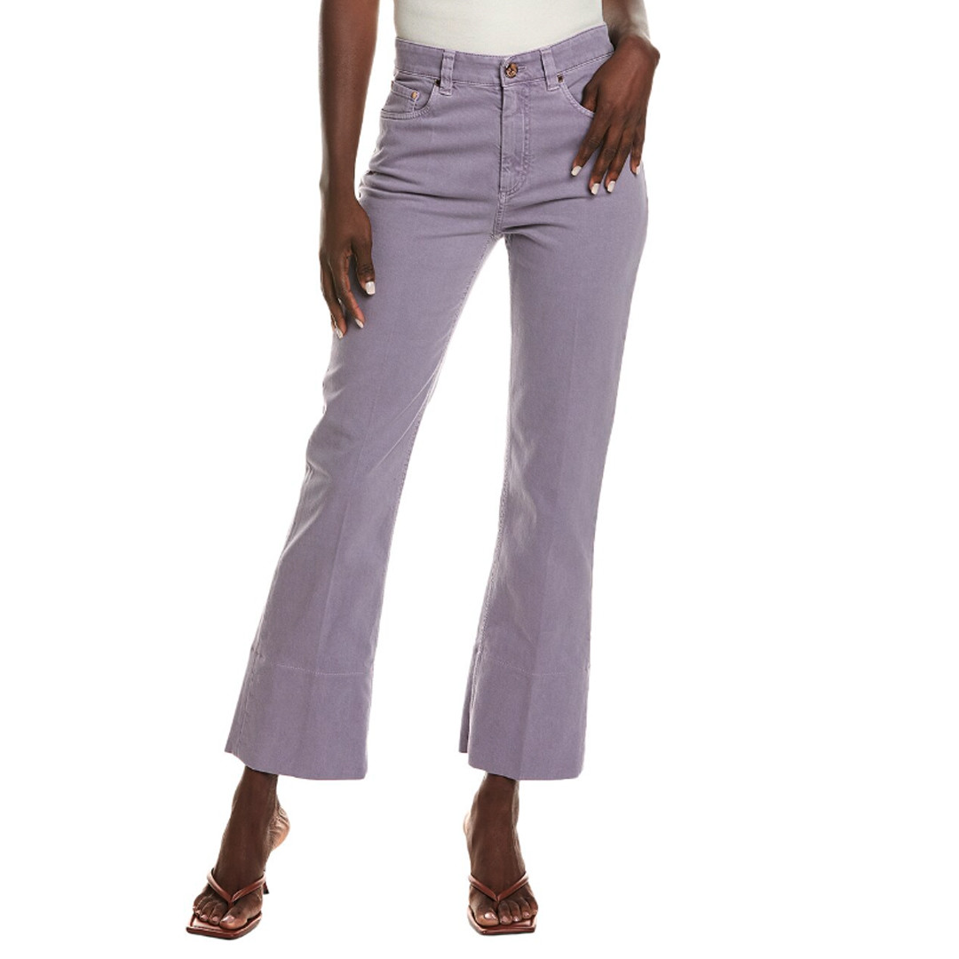 Purple Cotton Flared Pants